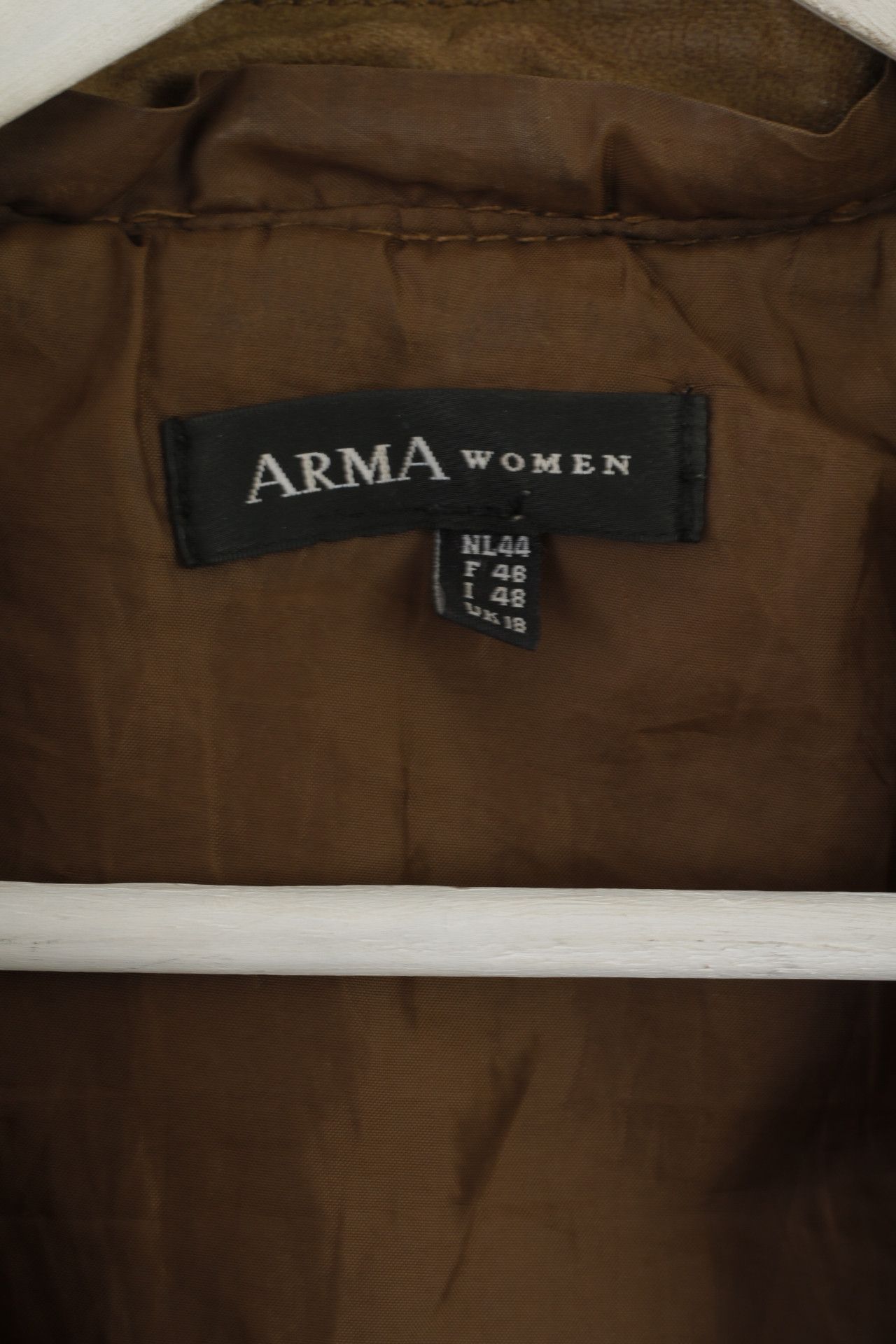 Vintage ARMA Women 18 44 Jacket Brown Latte 100% Leather 7746 Size XL / US 12-14 / IT 48-50 - 5 Thumbnail