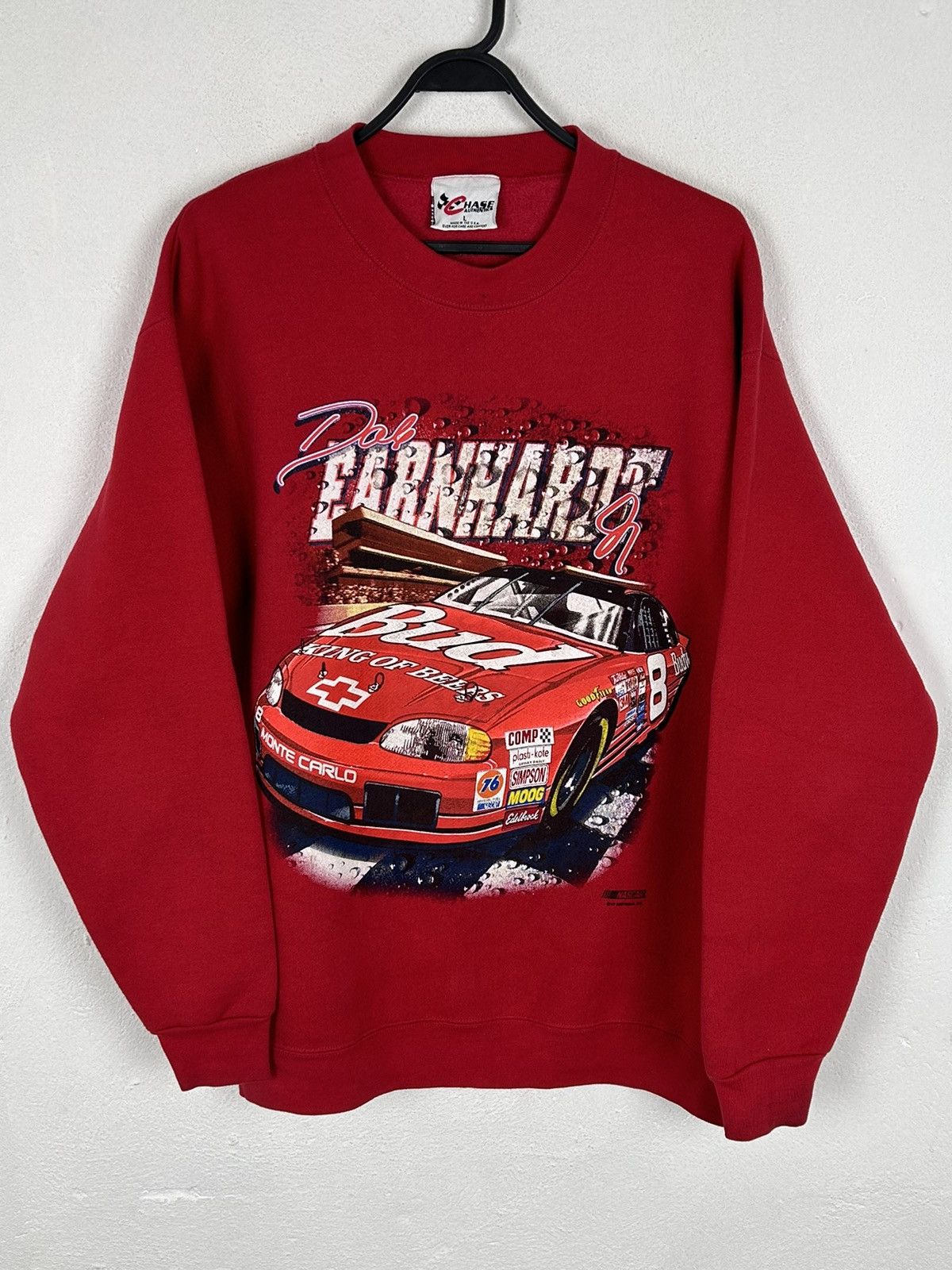 NASCAR × Vintage 90s Vintage Nascar Dale Earnhardt Chevrolet #8 Sweatshirt Size US L / EU 52-54 / 3 - 1 Thumbnail