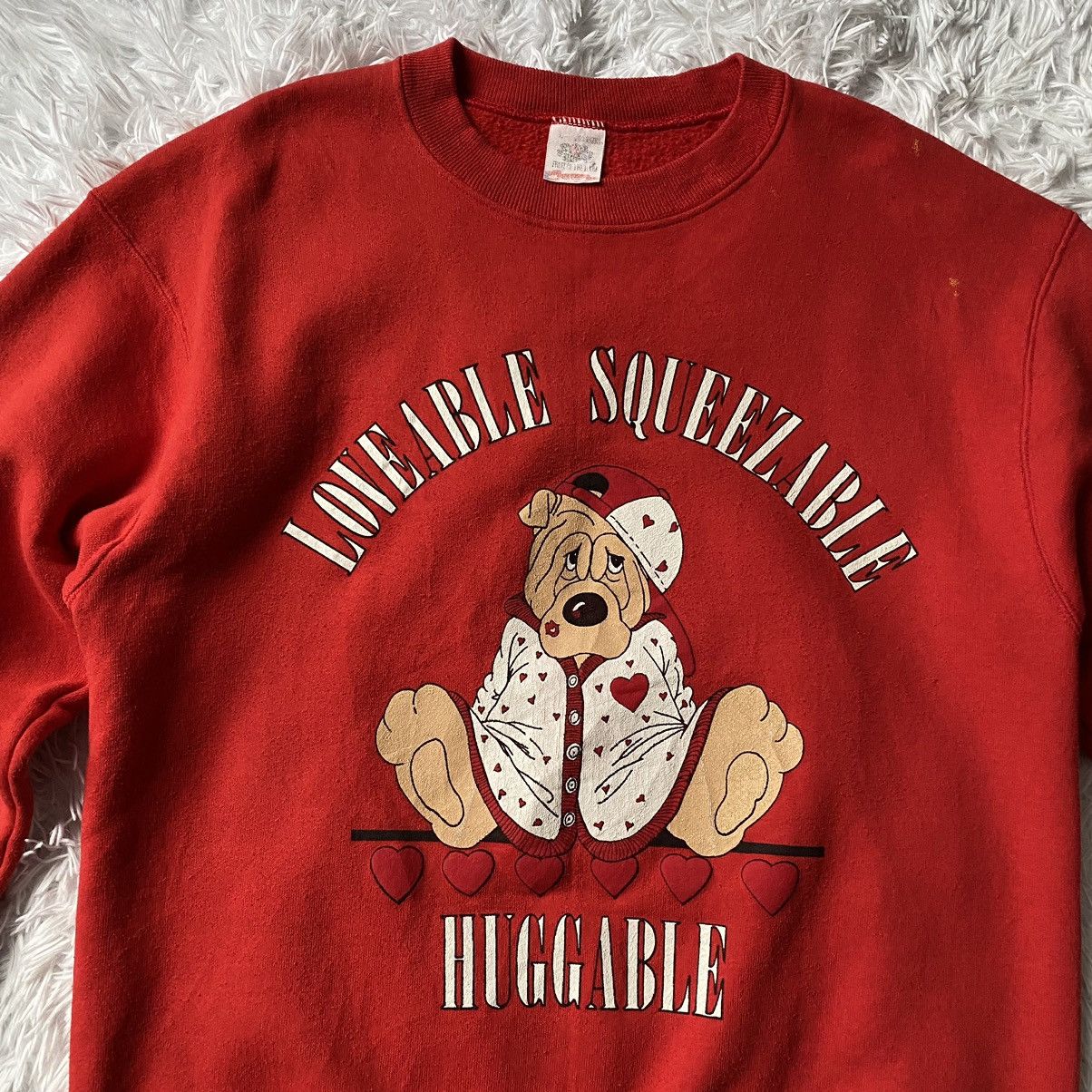 Vintage Vintage 90s Loveable Squeezable Huggable Crewneck Sweatshirt Size US L / EU 52-54 / 3 - 2 Thumbnail