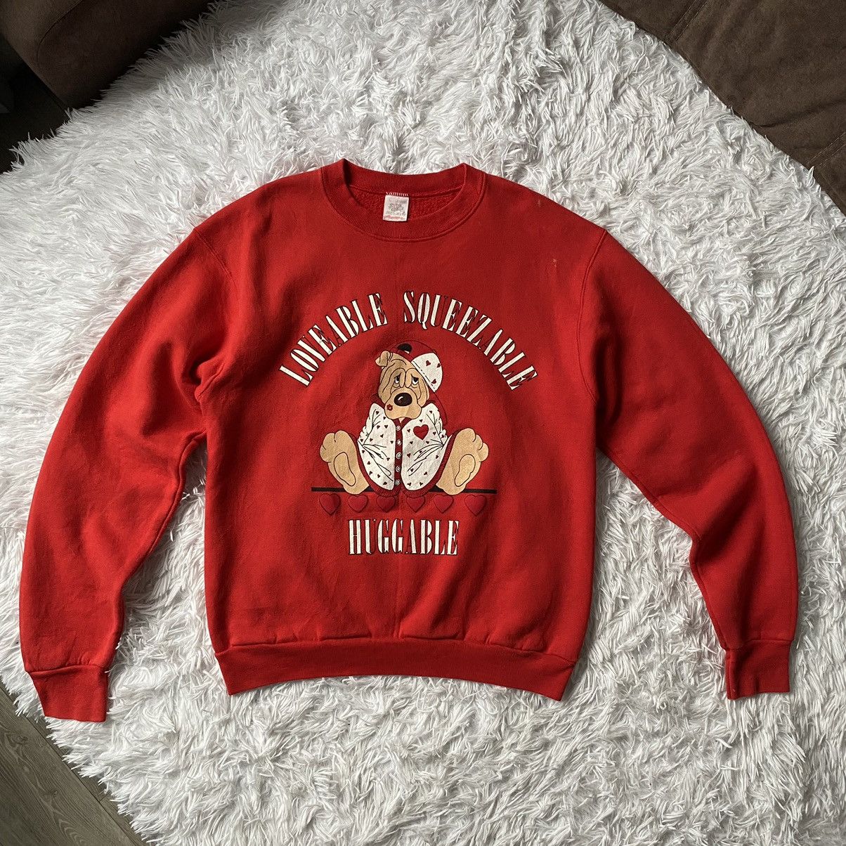 Vintage Vintage 90s Loveable Squeezable Huggable Crewneck Sweatshirt Size US L / EU 52-54 / 3 - 1 Thumbnail