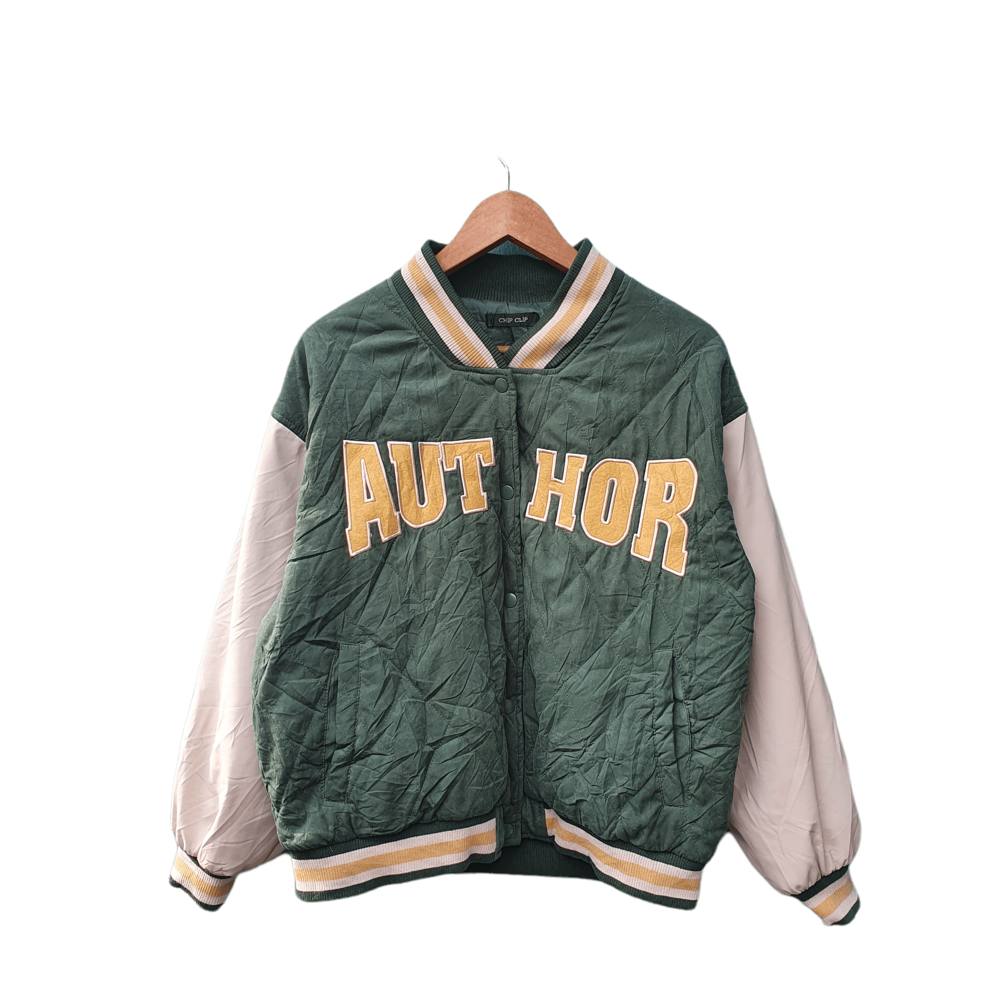 image of Varsity Jacket Spellout By Chip Clip in Mix, Women's (Size Large)