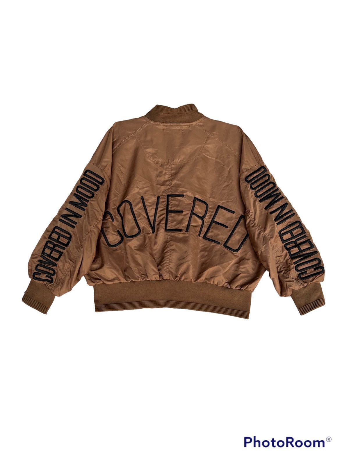 Japanese Brand BOMBER JACKET SPELL OUT COVERED IN MOOD Size XXL / US 16-18 / IT 52-54 - 2 Thumbnail
