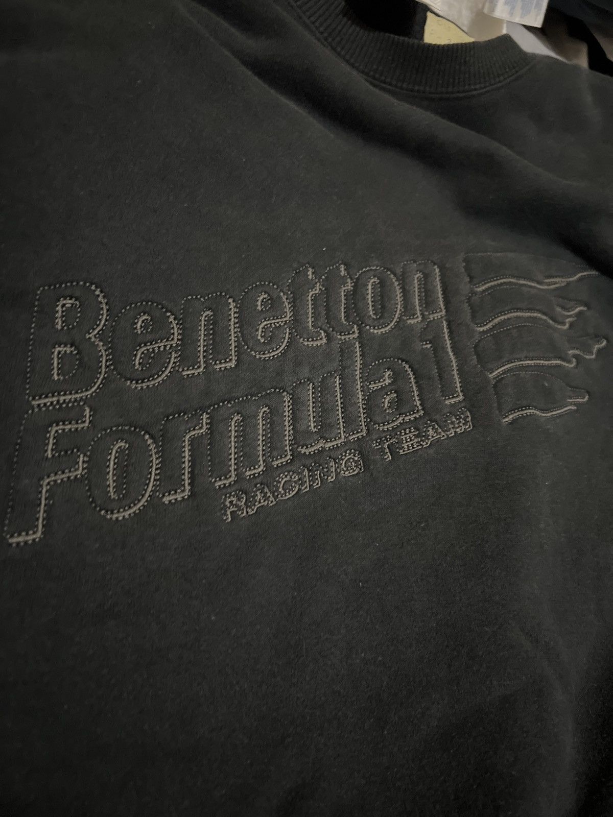 Benetton × Vintage VINTAGE SWEATSHIRT BENETTON FORMULA 1 ALL BLACK Size US L / EU 52-54 / 3 - 3 Thumbnail