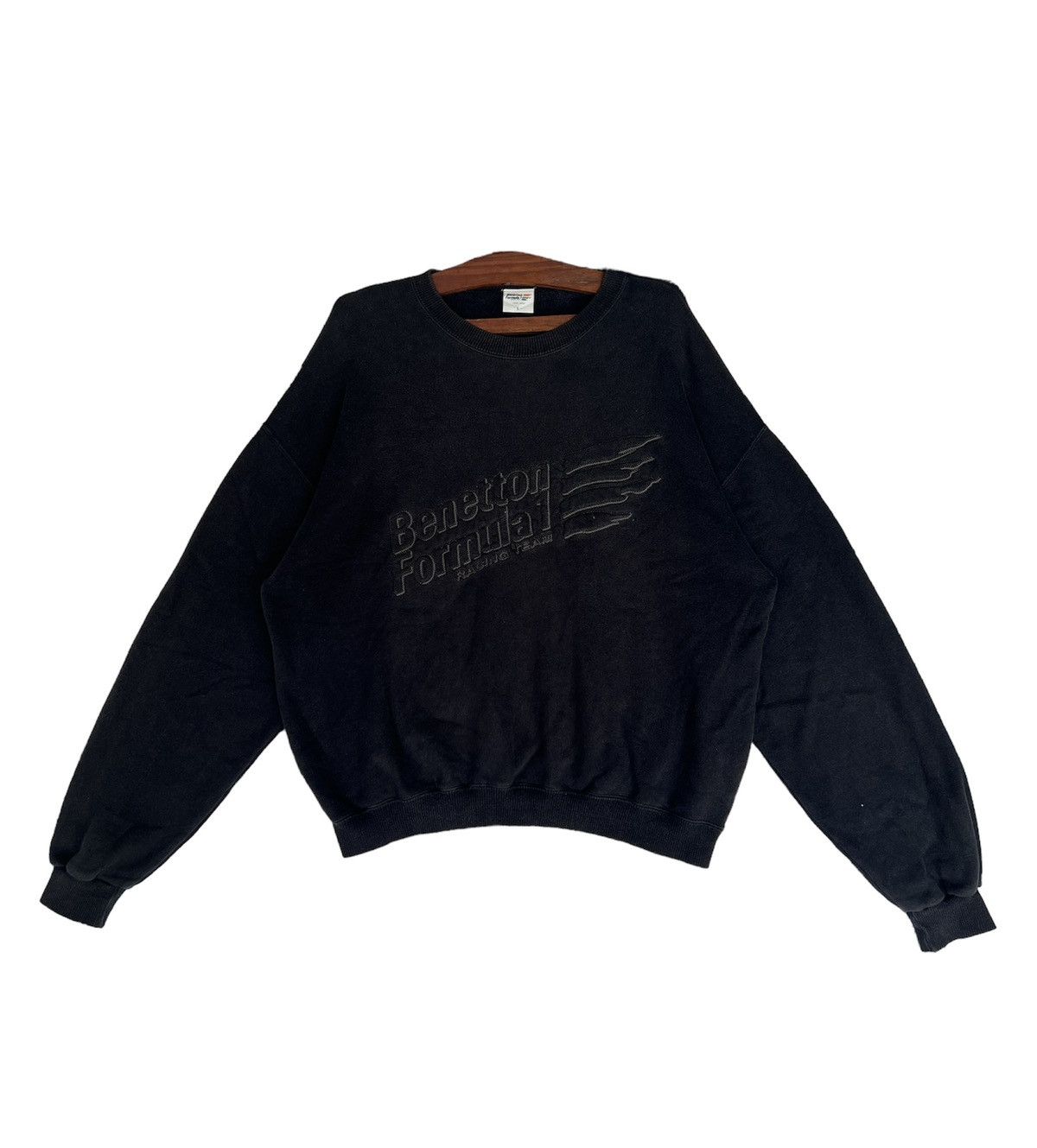 Benetton × Vintage VINTAGE SWEATSHIRT BENETTON FORMULA 1 ALL BLACK Size US L / EU 52-54 / 3 - 1 Thumbnail