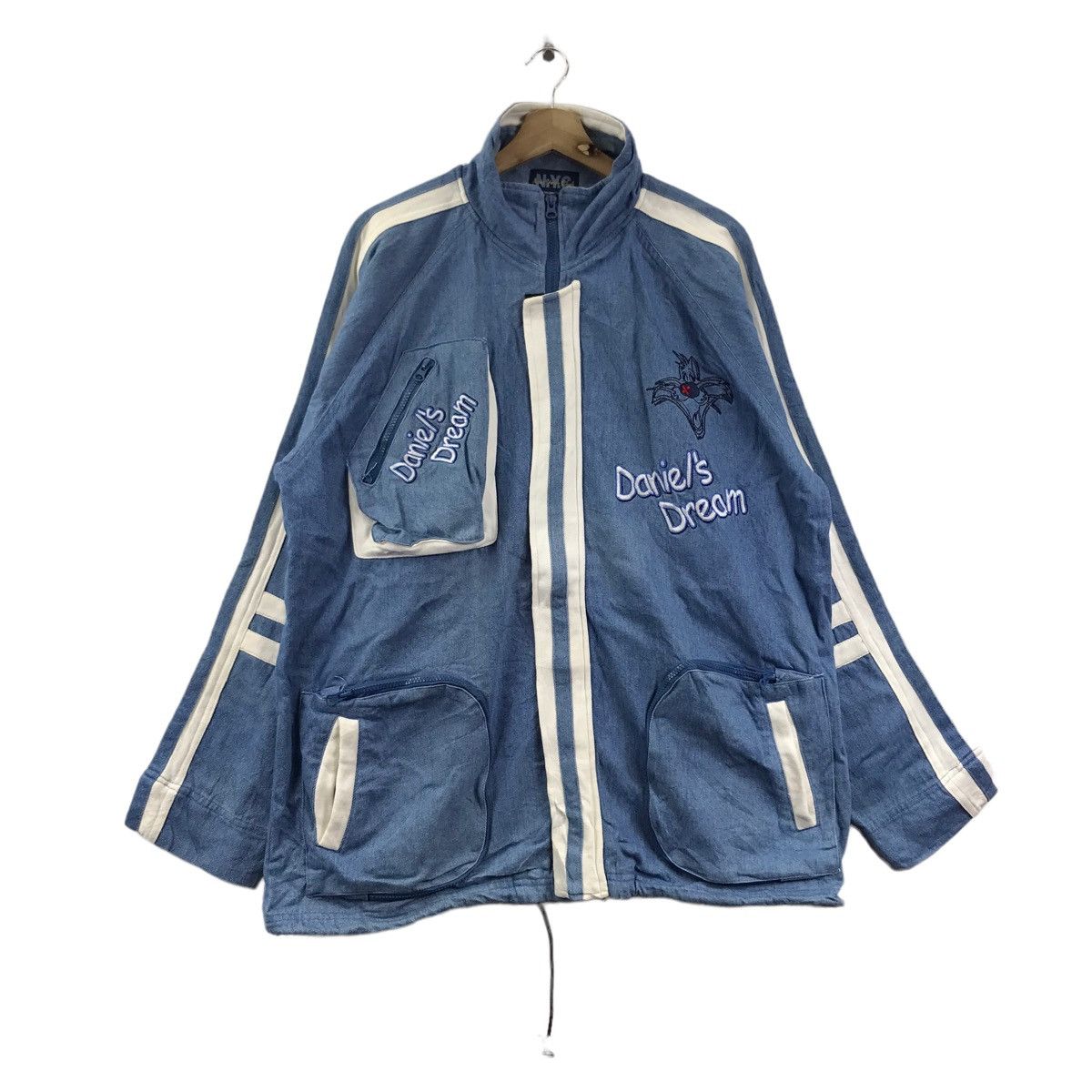 Vintage DANIEL’S DREAM New York City Club Denim Jeans Bomber Jacket Size US XL / EU 56 / 4 - 1 Thumbnail