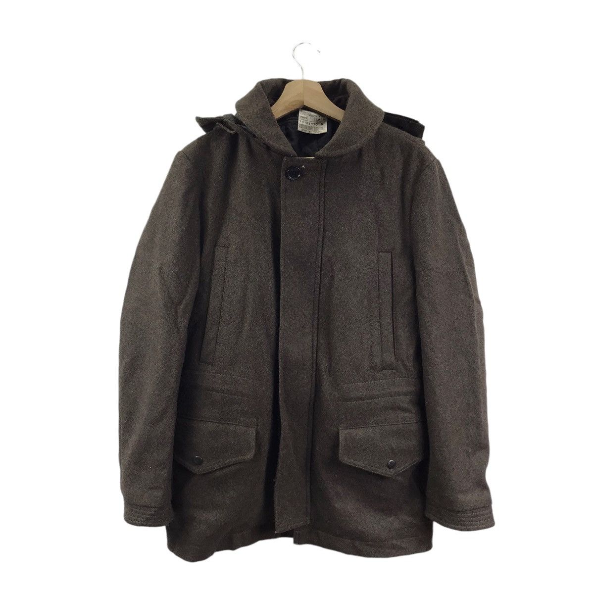 KATHARINE HAMNETT LONDON English Designer Wool Hooded Coat