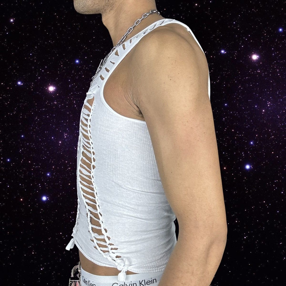 Hanes ASTROBOI* 'SANTALLY CLAD' WHITE BRAIDED TANK TOP_SMALL Size US S / EU 44-46 / 1 - 3 Thumbnail