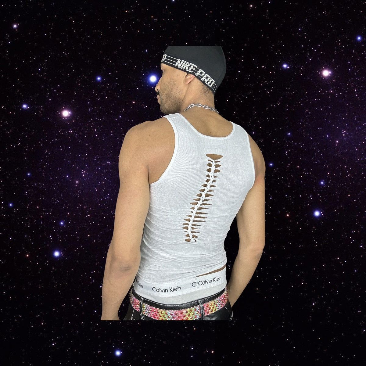 Hanes ASTROBOI* 'SANTALLY CLAD' WHITE BRAIDED TANK TOP_SMALL Size US S / EU 44-46 / 1 - 5 Thumbnail