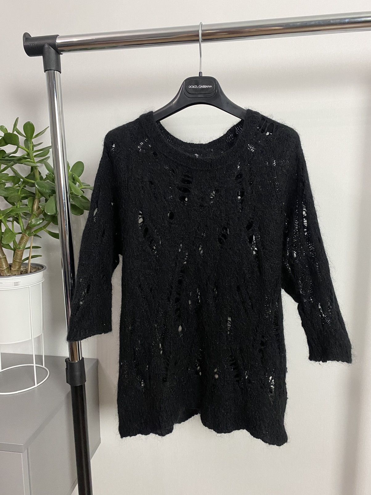 Japanese Brand × Vintage Vintage Distressed Black Avant Garde Style Sweater Size US S / EU 44-46 / 1 - 1 Thumbnail