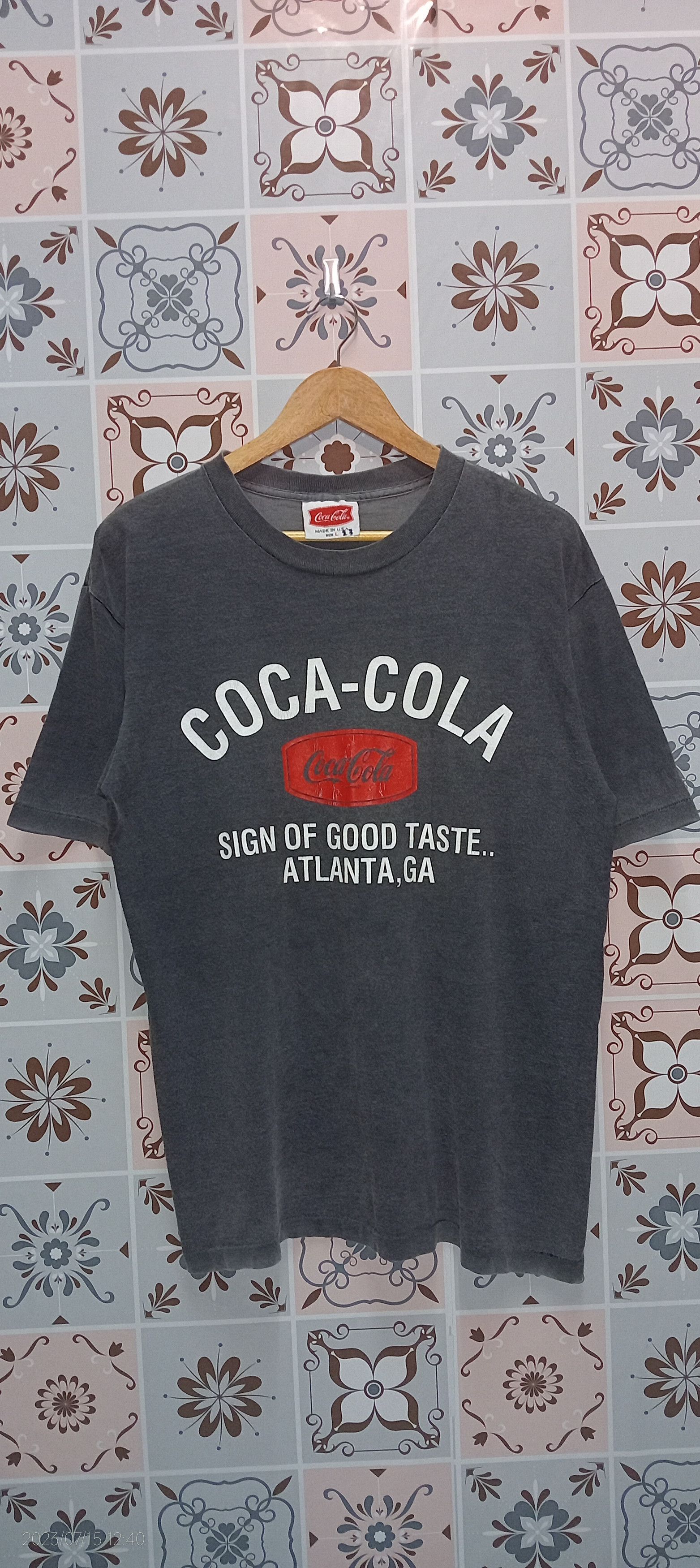 T-shirt Vintage Coca Cola Homme Taille L Gris - Occasion Très Bon état, Coupe Regular, Graphique Rétro