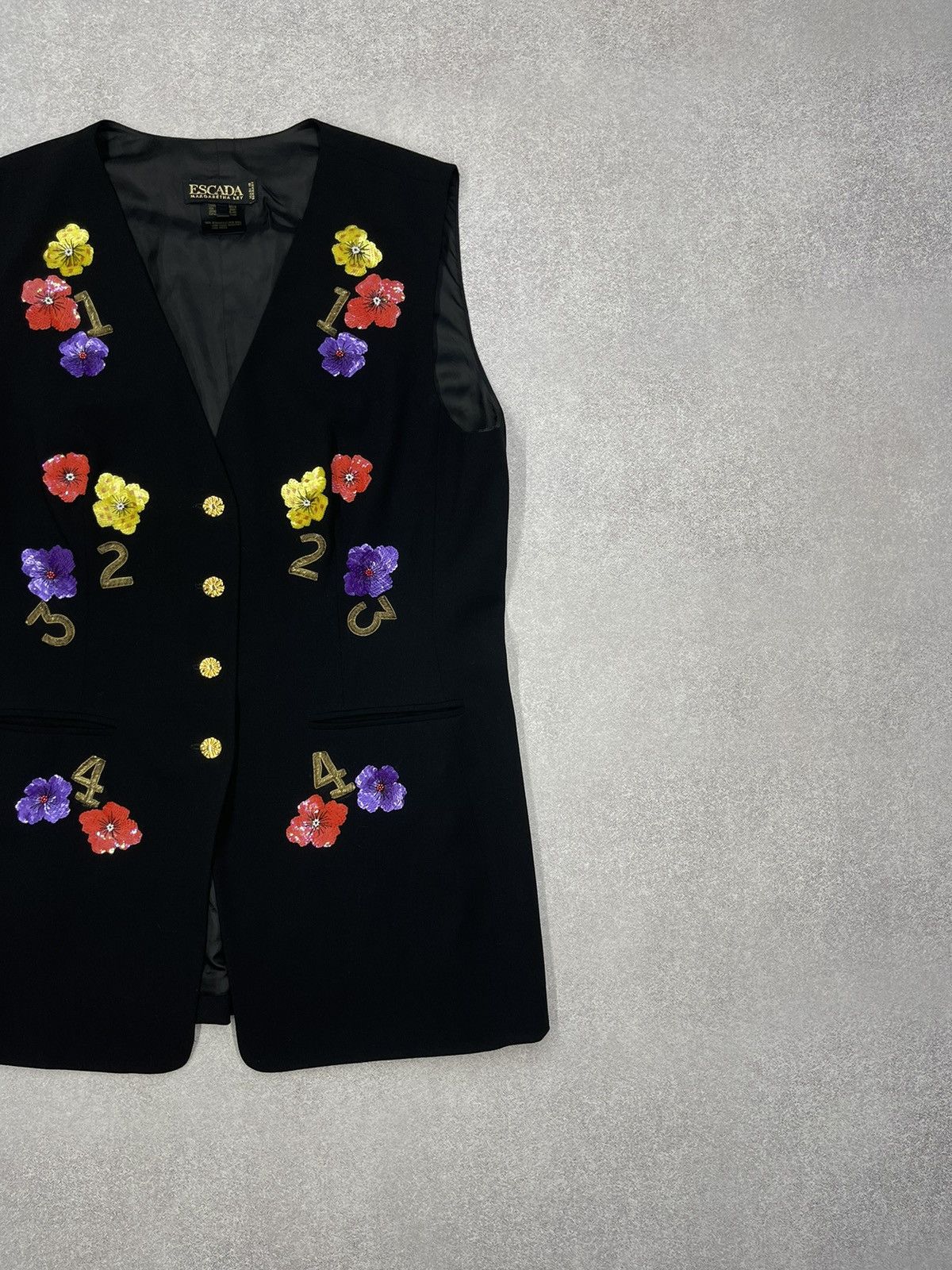 Escada Vintage Escada Margaretha Ley Black Blazer Number Vest Size M / US 6-8 / IT 42-44 - 3 Thumbnail