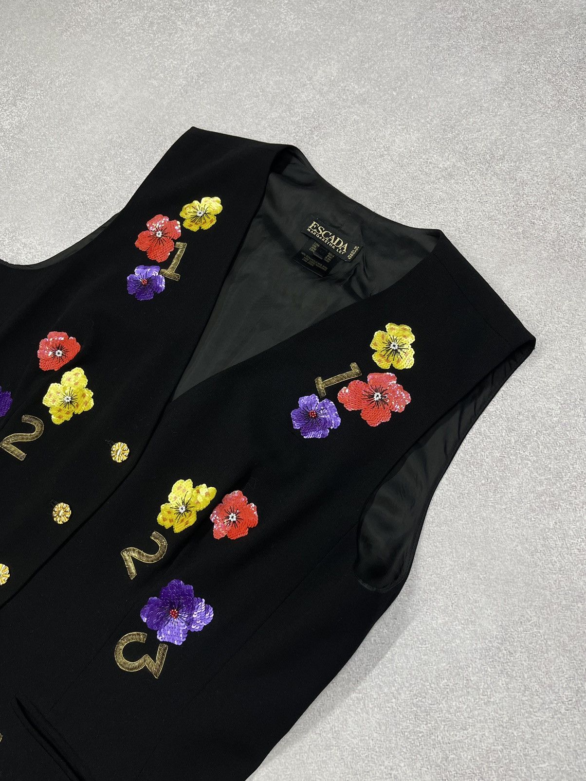 Escada Vintage Escada Margaretha Ley Black Blazer Number Vest Size M / US 6-8 / IT 42-44 - 4 Thumbnail