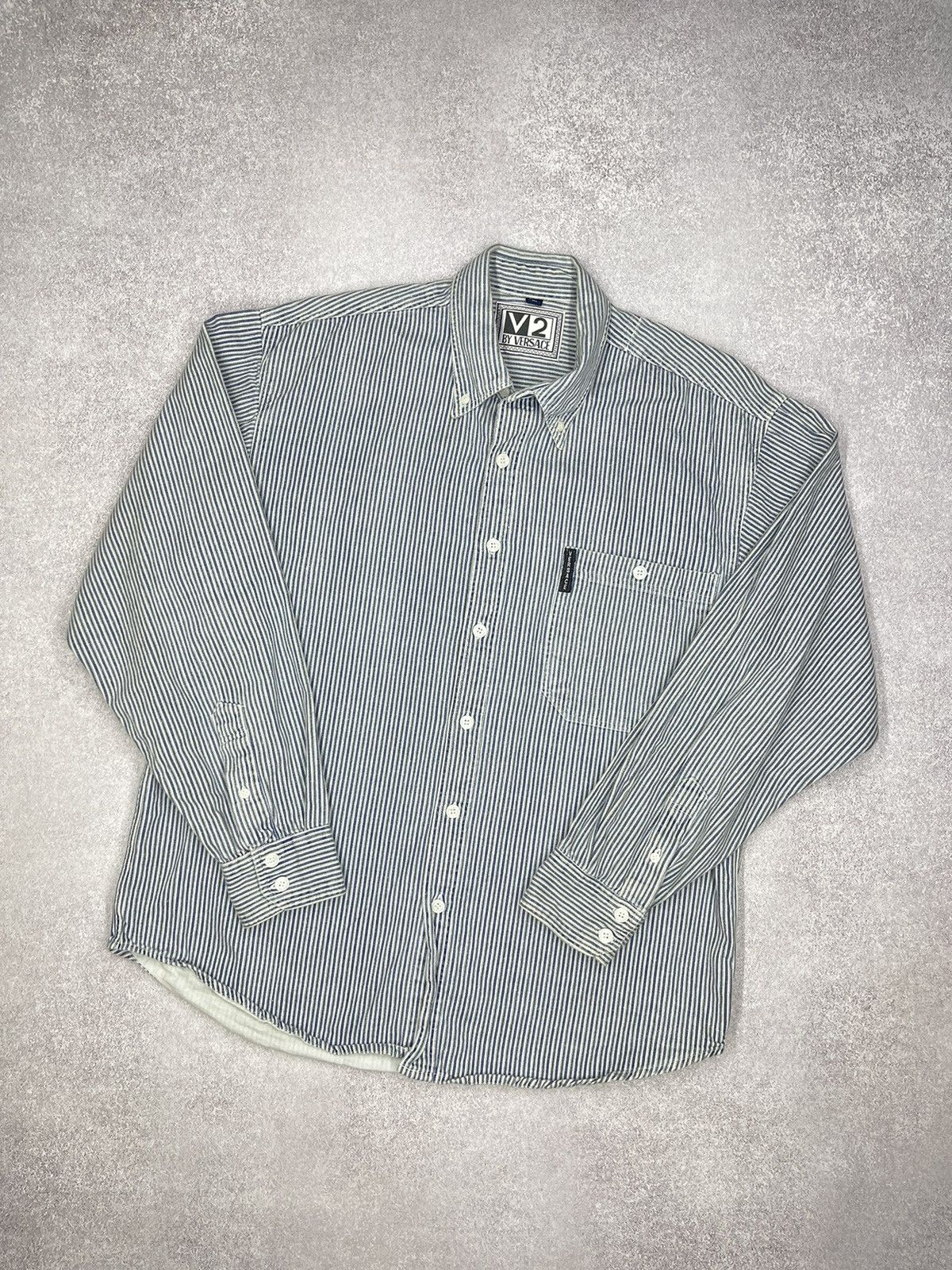 Vintage Versace Classic V2 Shirt Striped Y2K Luxury Size L