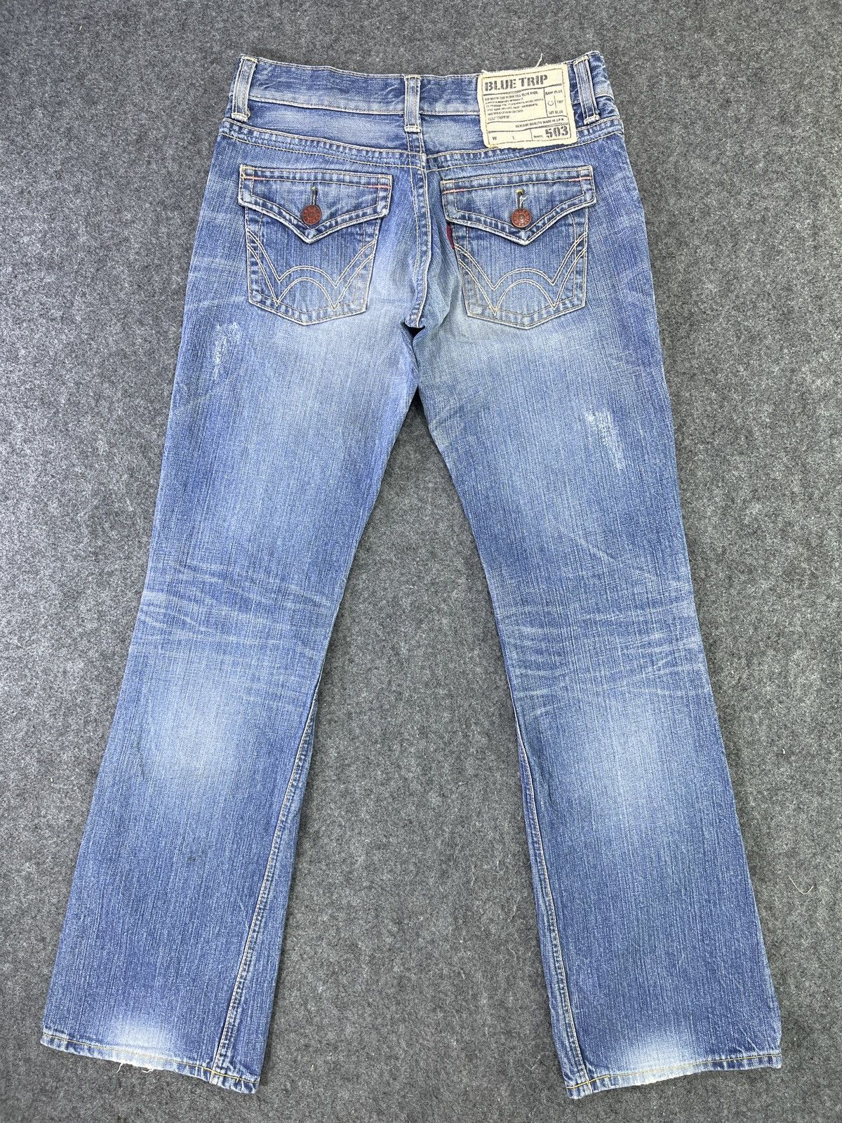 Edwin Edwin 503 Blue Trip Distressed Flare Jeans - J783 Size 32" / US 10 / IT 46 - 2 Thumbnail