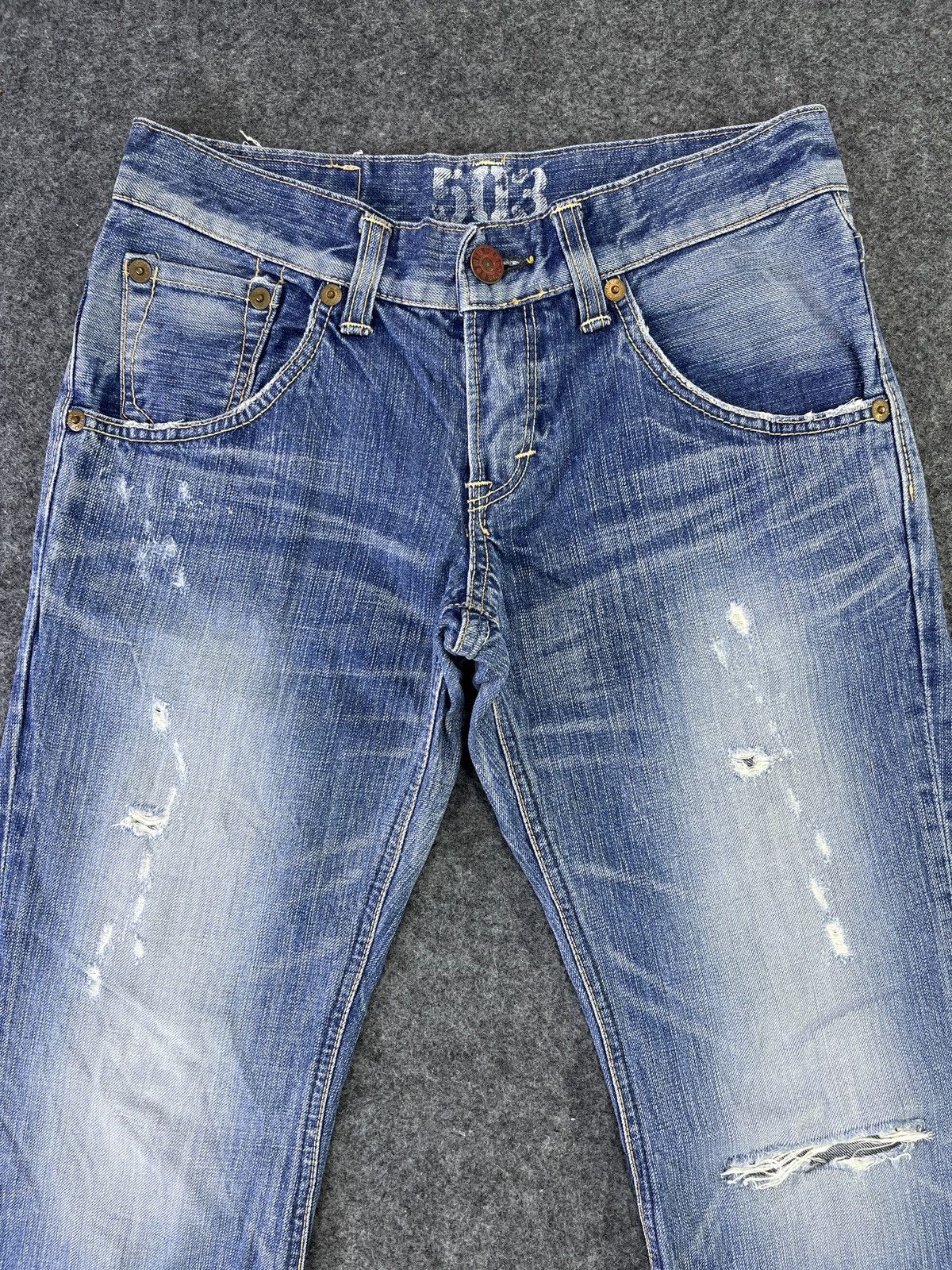 Edwin Edwin 503 Blue Trip Distressed Flare Jeans - J783 Size 32" / US 10 / IT 46 - 3 Thumbnail