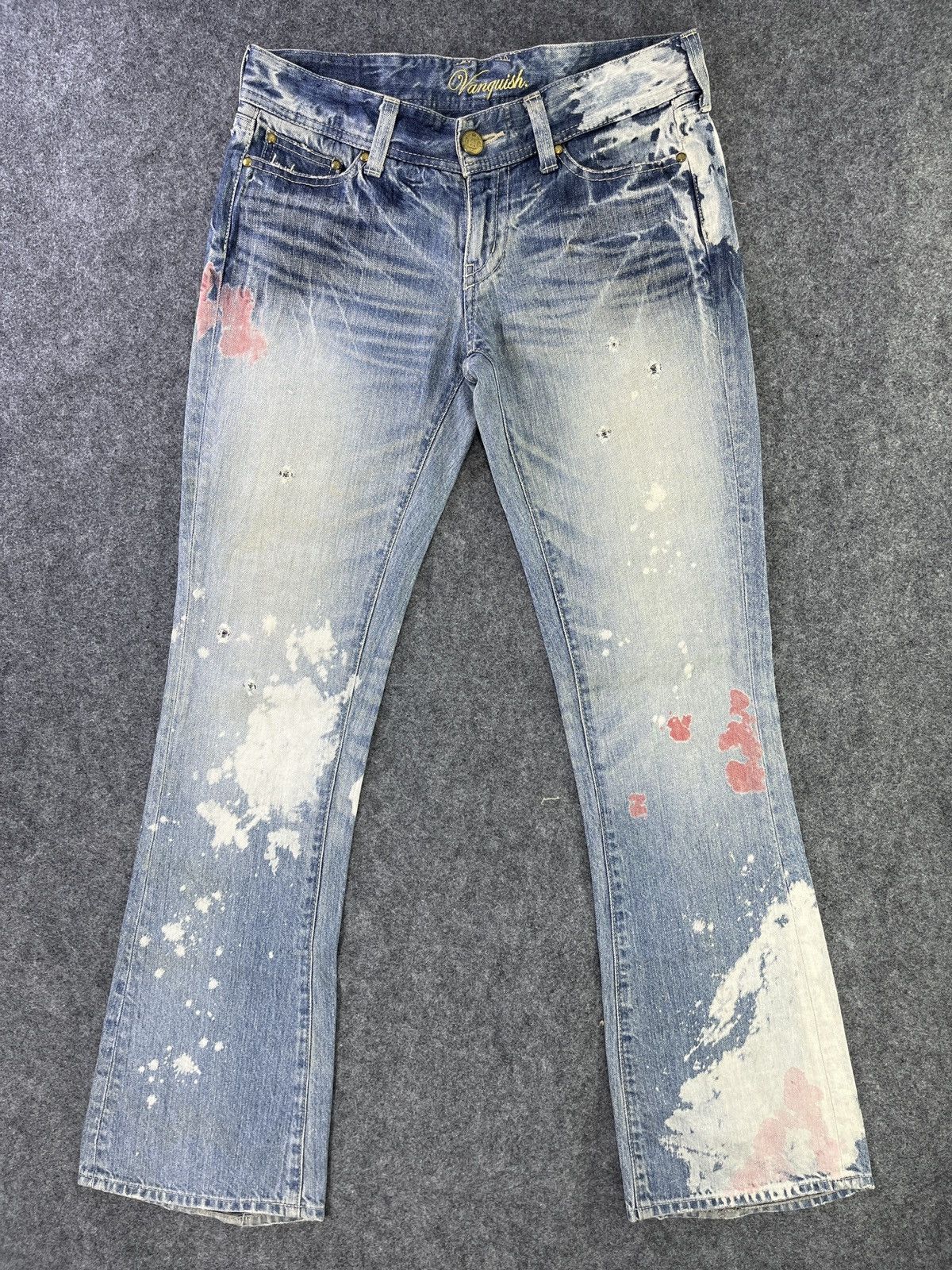 Japanese Brand × Vanquish Vanquish Flare Jeans Paint Splatter Denim ...