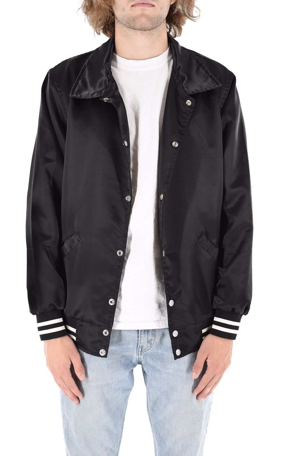 Vintage Satin Baseball Jacket Black Size US L / EU 52-54 / 3 - 1 Thumbnail