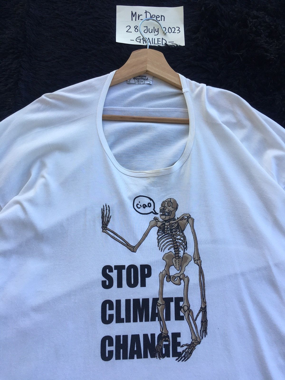 image of Vintage Vivienne Westwood Stop Climate Change Tshirt in White, Men's (Size XL)