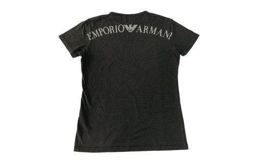 image of Ga Emporio Armani Crewneck Spell Out Printed Tee in Black, Men's (Size Small)