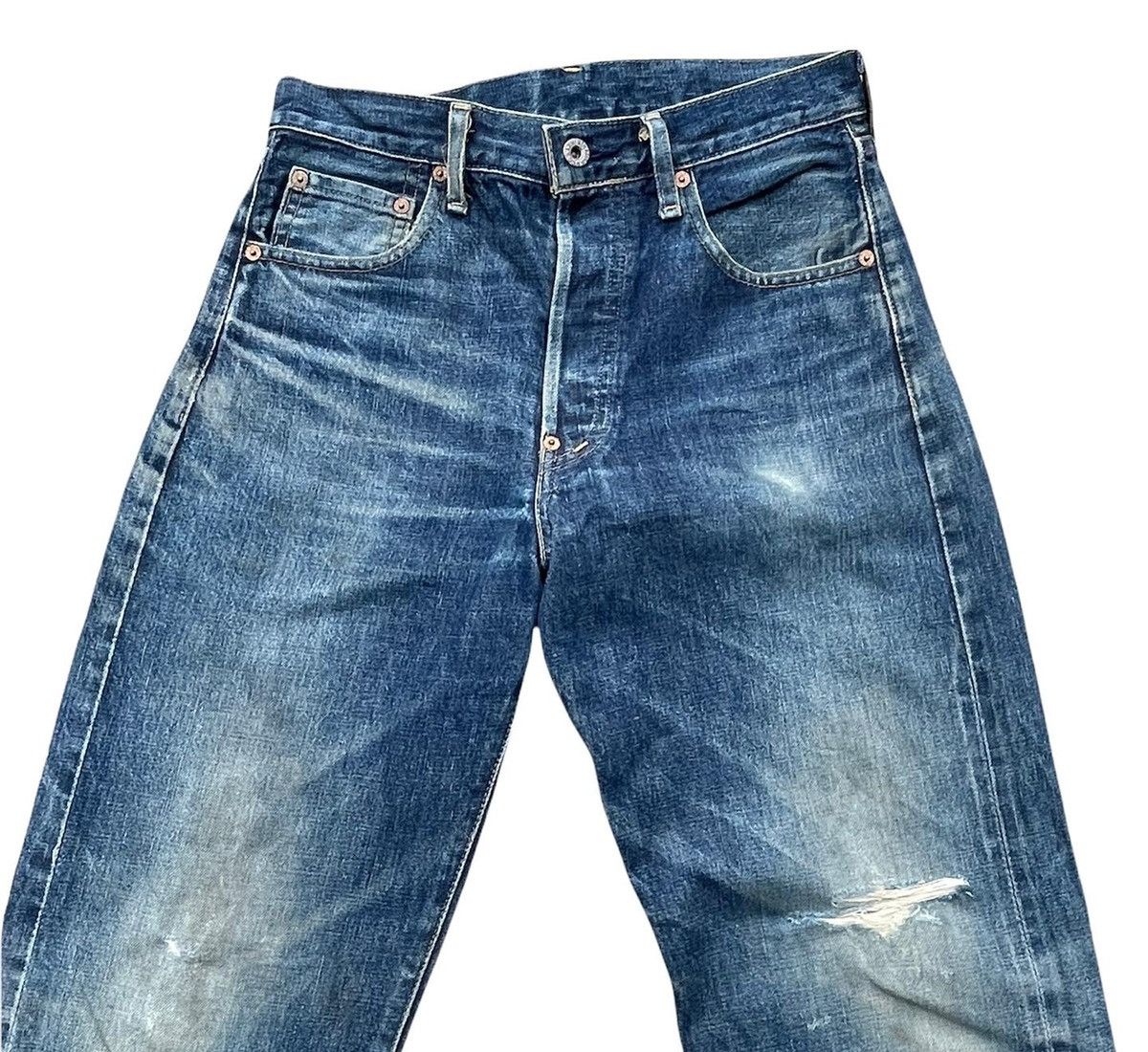 Levi's Vintage Levi’s 98 702XX E 1937 Selvedge Aging Distressed Size US 29 - 3 Thumbnail
