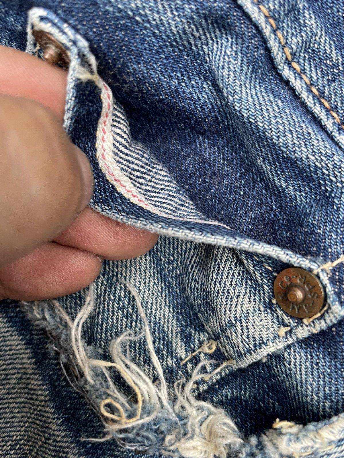 Japanese Brand Vintage Joe Mccoy Selvedge Distresed & Rework Denim Size US 32 / EU 48 - 17 Thumbnail