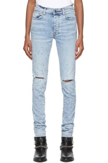 image of Amiri Blue Distressed Jeans, Men's (Size 30)