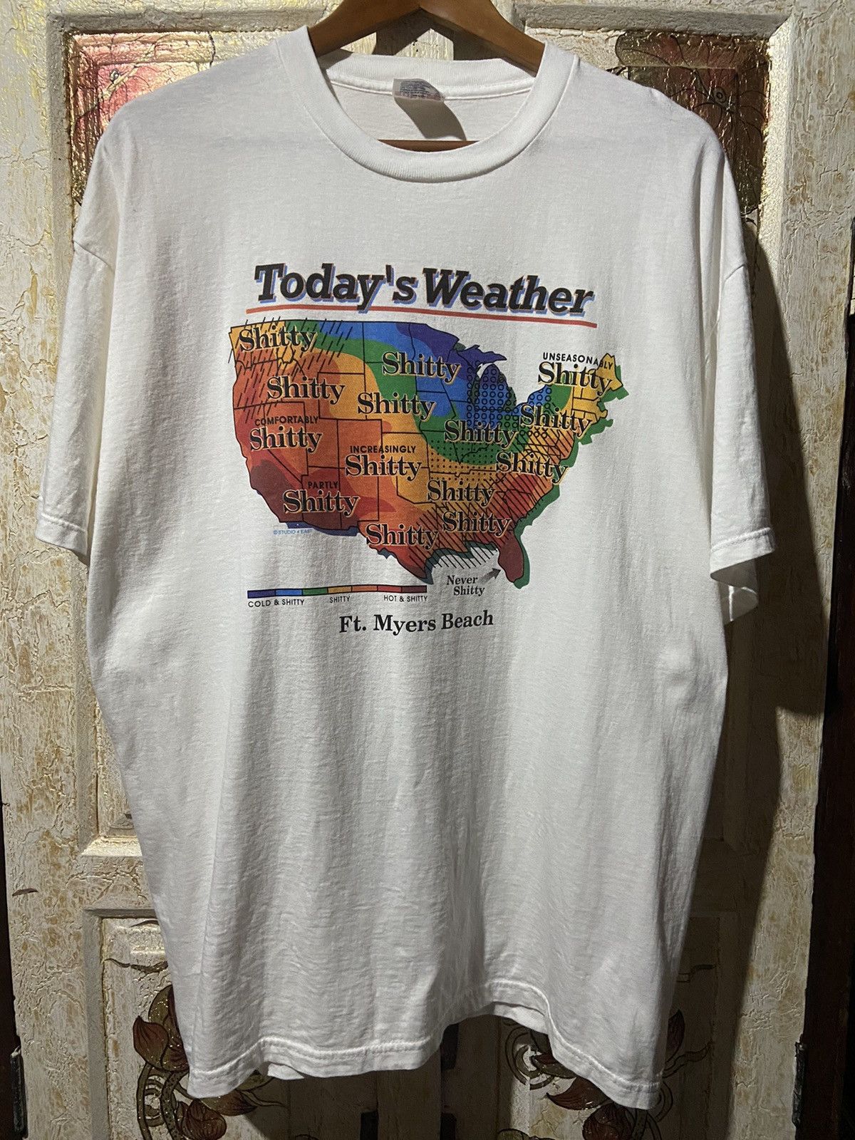 image of Fucking x Made In USA Vintage Parody Today’S Weather Shitty Tee Size Xxl in White, Men's