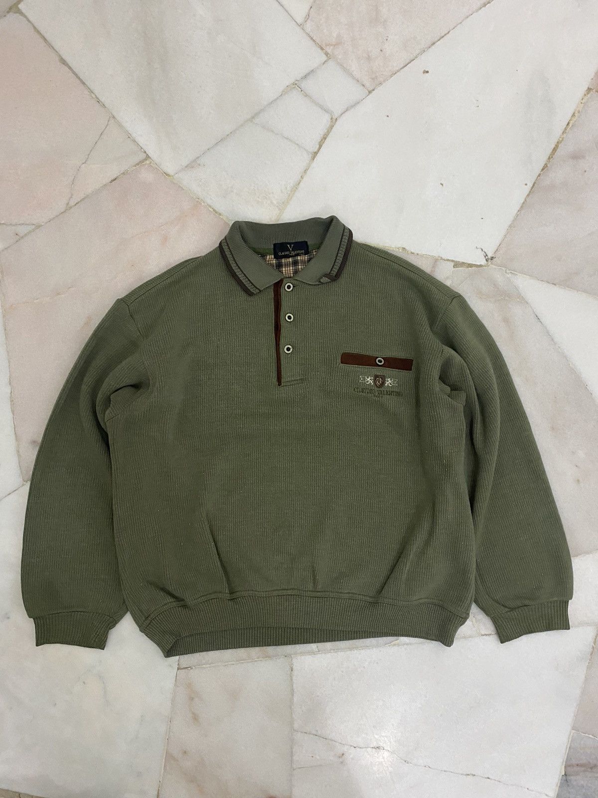 Japanese Brand × Valentino × Vintage Claudio Valentino Sweatshirt Embroidery Logo Size US XL / EU 56 / 4 - 2 Thumbnail