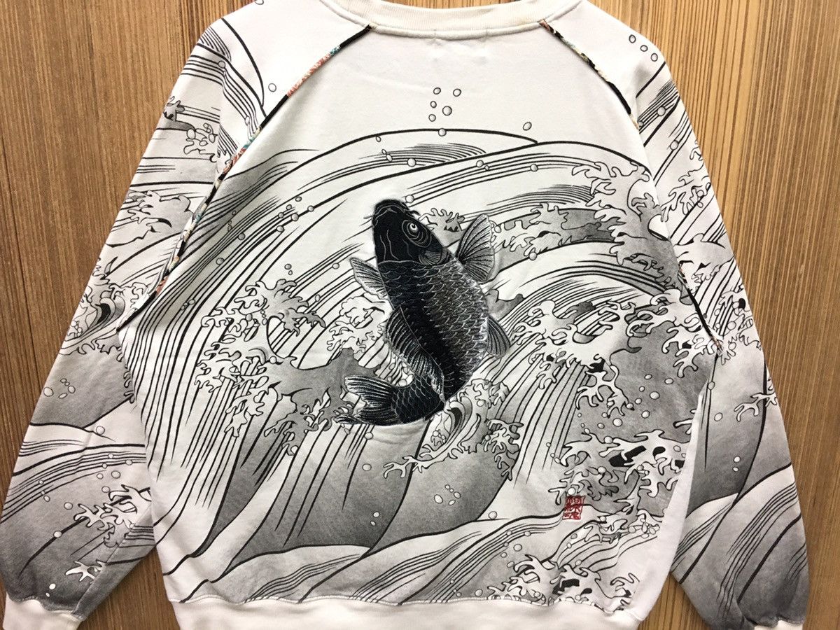 Other Vintage Karakuri Tamashii Fish Koi Motif Sukajan Sweatshirt Size US L / EU 52-54 / 3 - 3 Thumbnail