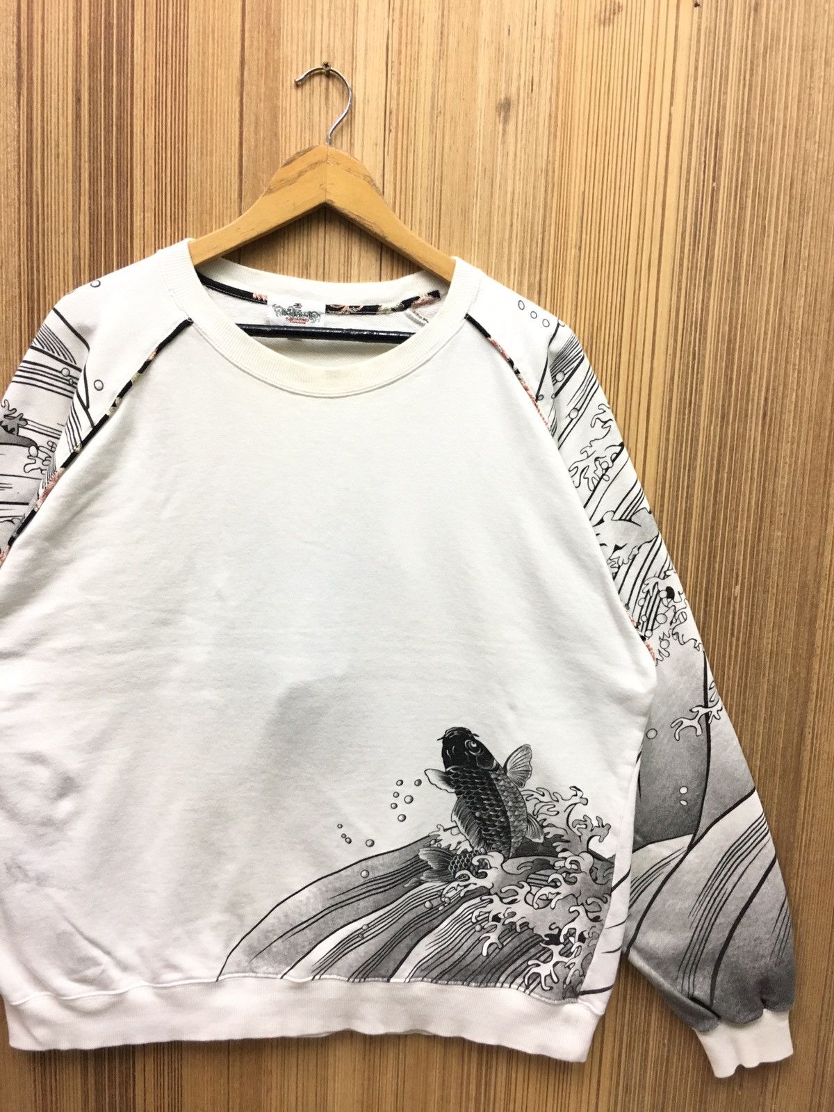 Other Vintage Karakuri Tamashii Fish Koi Motif Sukajan Sweatshirt Size US L / EU 52-54 / 3 - 8 Thumbnail