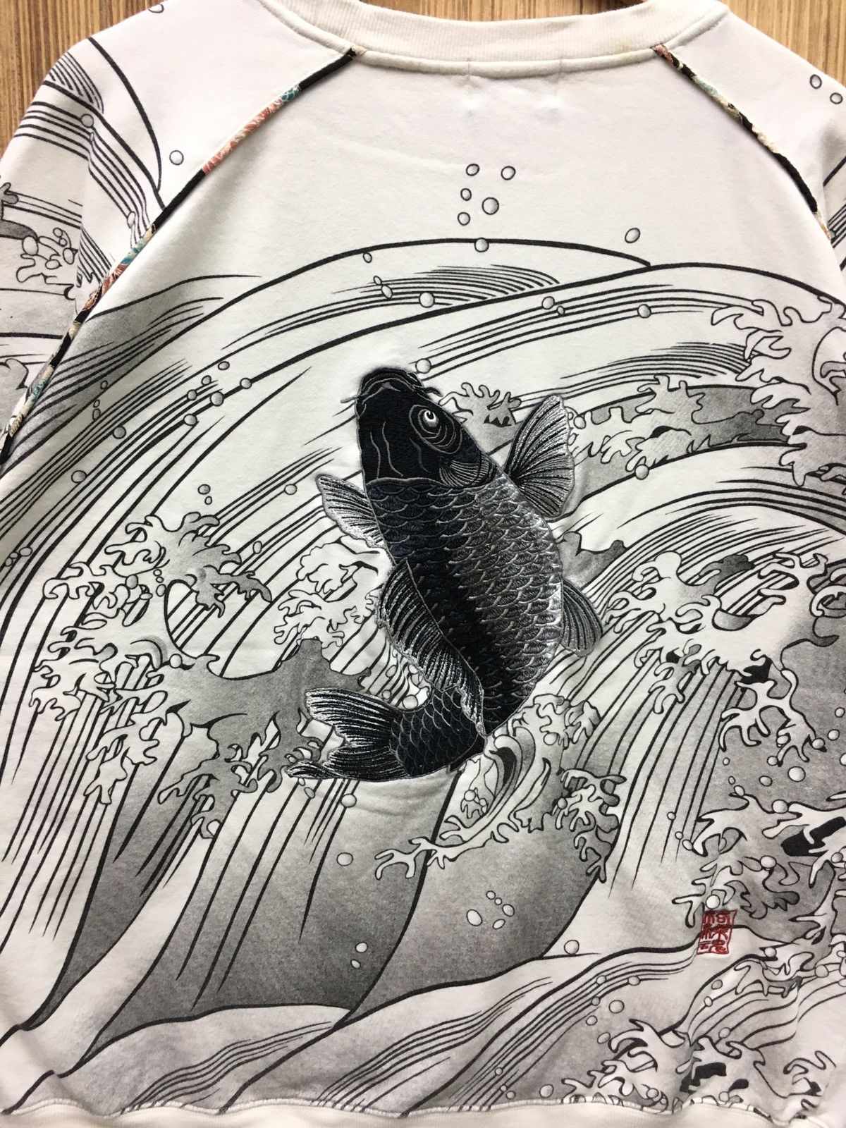 Other Vintage Karakuri Tamashii Fish Koi Motif Sukajan Sweatshirt Size US L / EU 52-54 / 3 - 5 Thumbnail
