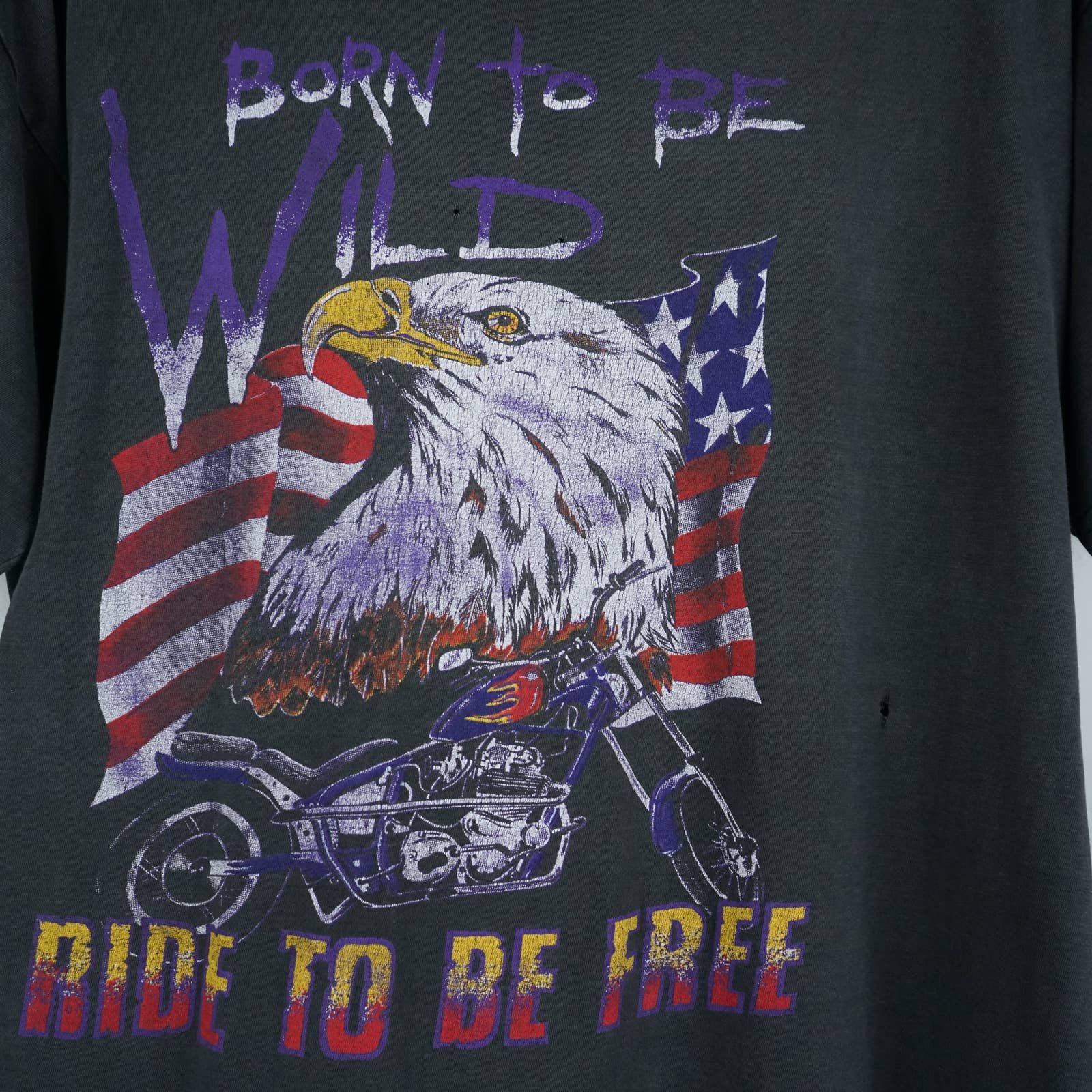 Harley Davidson × Vintage 1990s Born to be wild Ride to be FREE t shirt Eagle Size US L / EU 52-54 / 3 - 2 Thumbnail