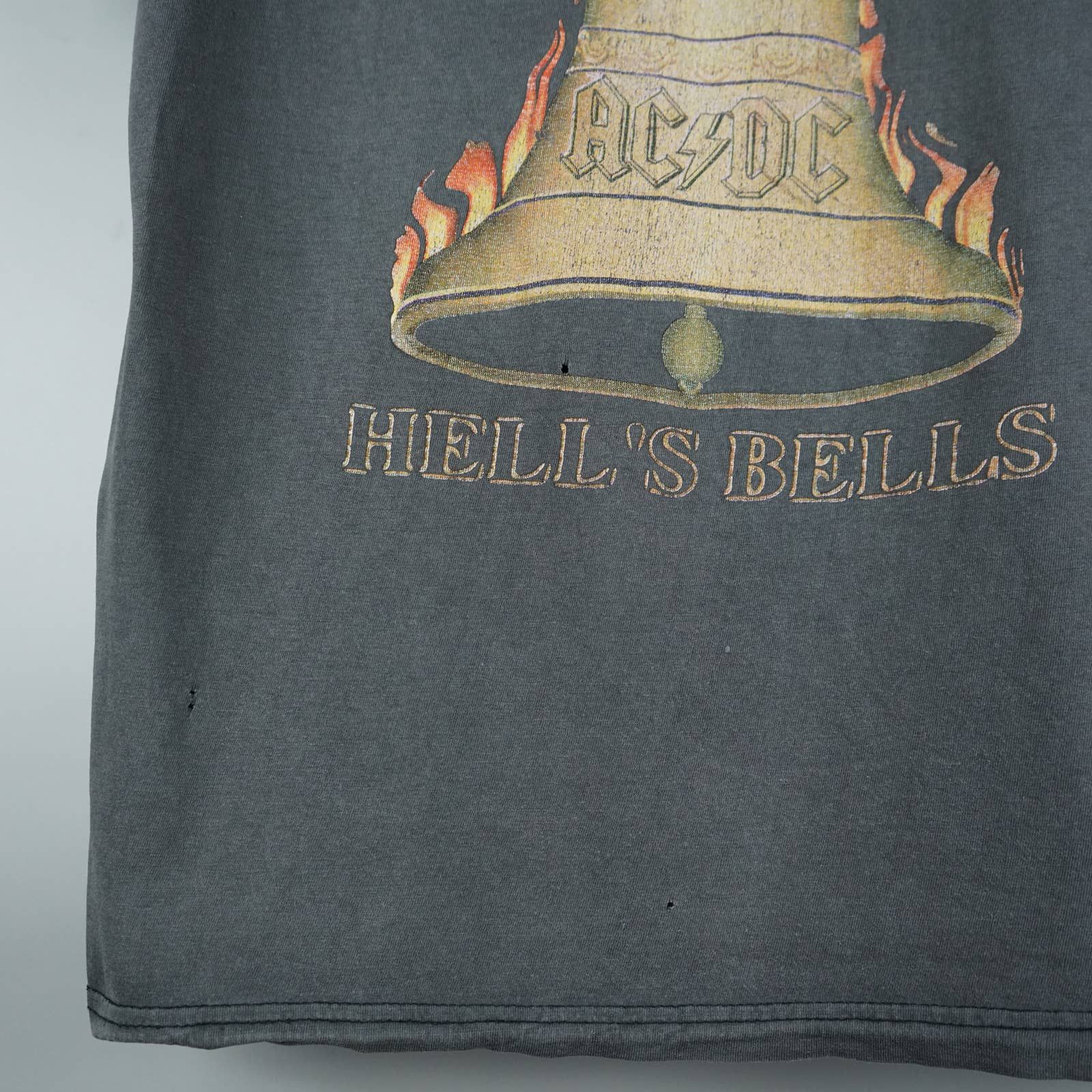 Band Tees × Vintage 1990s Hells Bells ACDC Distressed tee Size US L / EU 52-54 / 3 - 4 Thumbnail