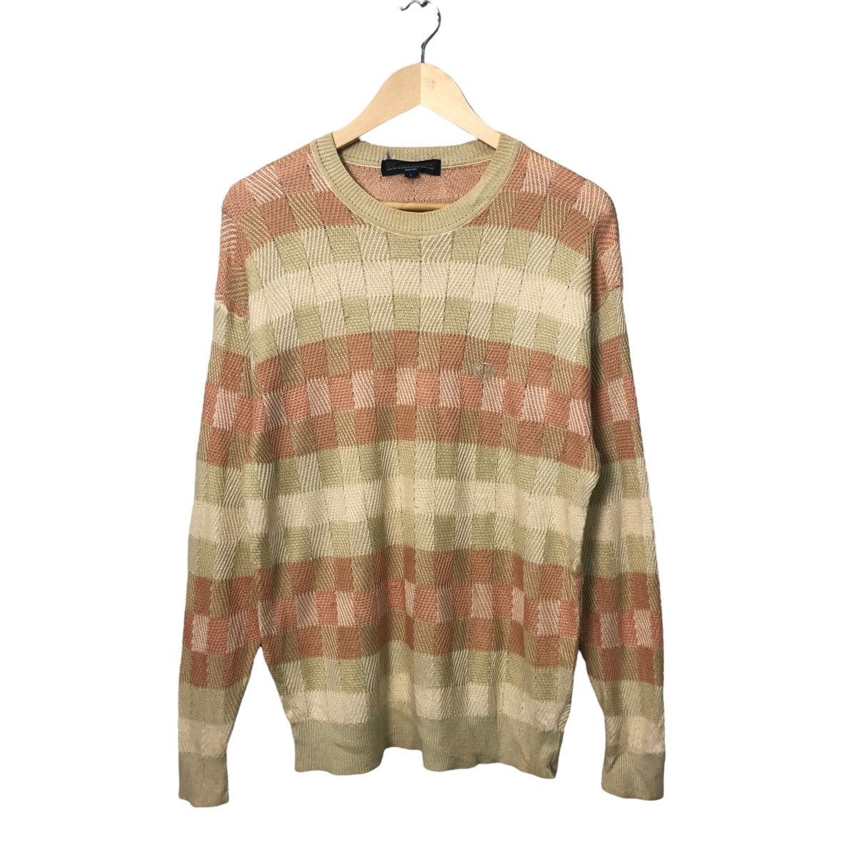 image of Aran Isles Knitwear x Coloured Cable Knit Sweater Vintage Bay Hill Classic Plaid Knitwear Sweater J