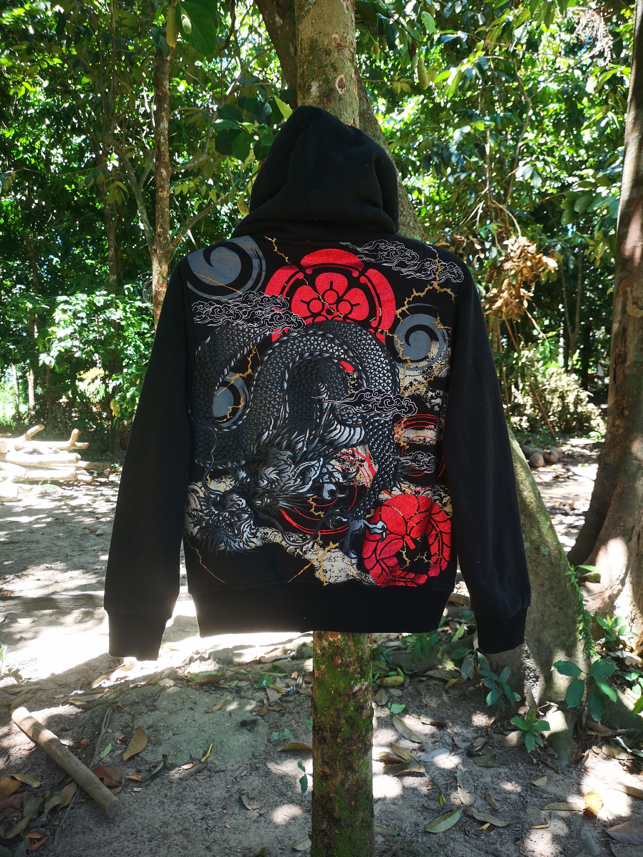 Dragon Design Printed Hoodie Zipper