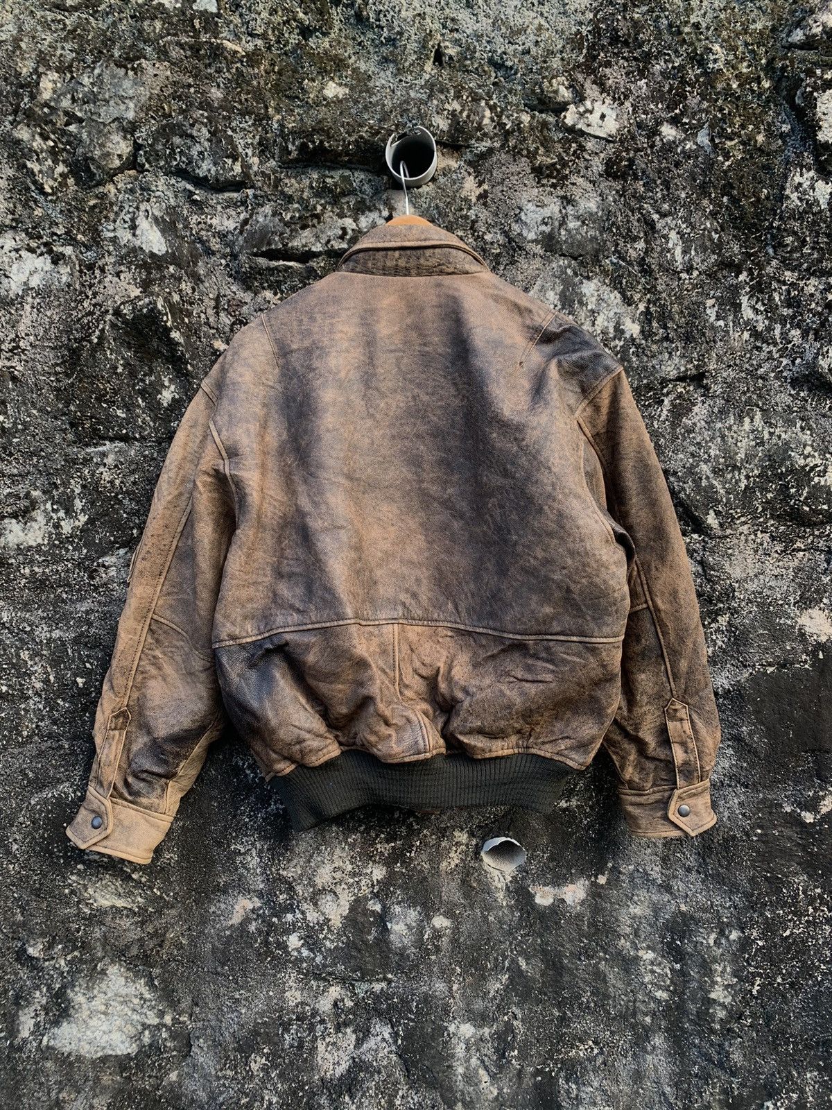 Leather Vintage 80s ROBO Leather Bomber Jacket Size US L / EU 52-54 / 3 - 4 Thumbnail