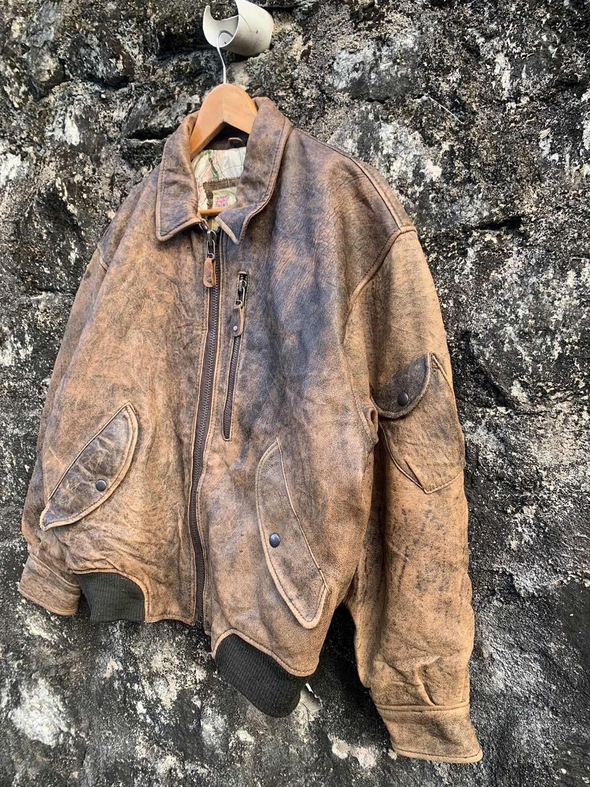 Leather Vintage 80s ROBO Leather Bomber Jacket Size US L / EU 52-54 / 3 - 2 Thumbnail