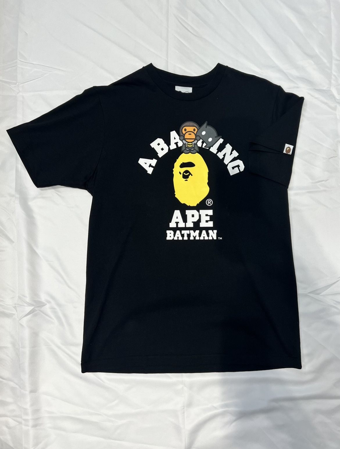 image of Products Bape X Dc Baby Milo Batman College Tee Black, Men's (Size Medium)