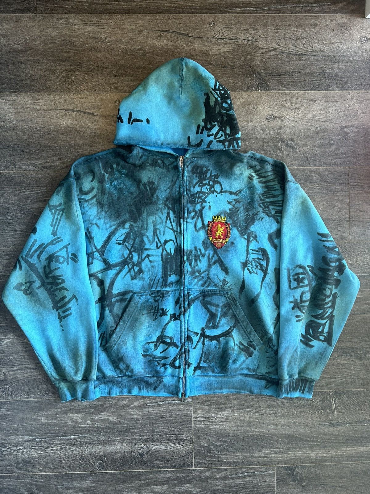 image of Balenciaga Skater Hoodie in Blue, Men's (Size XS)