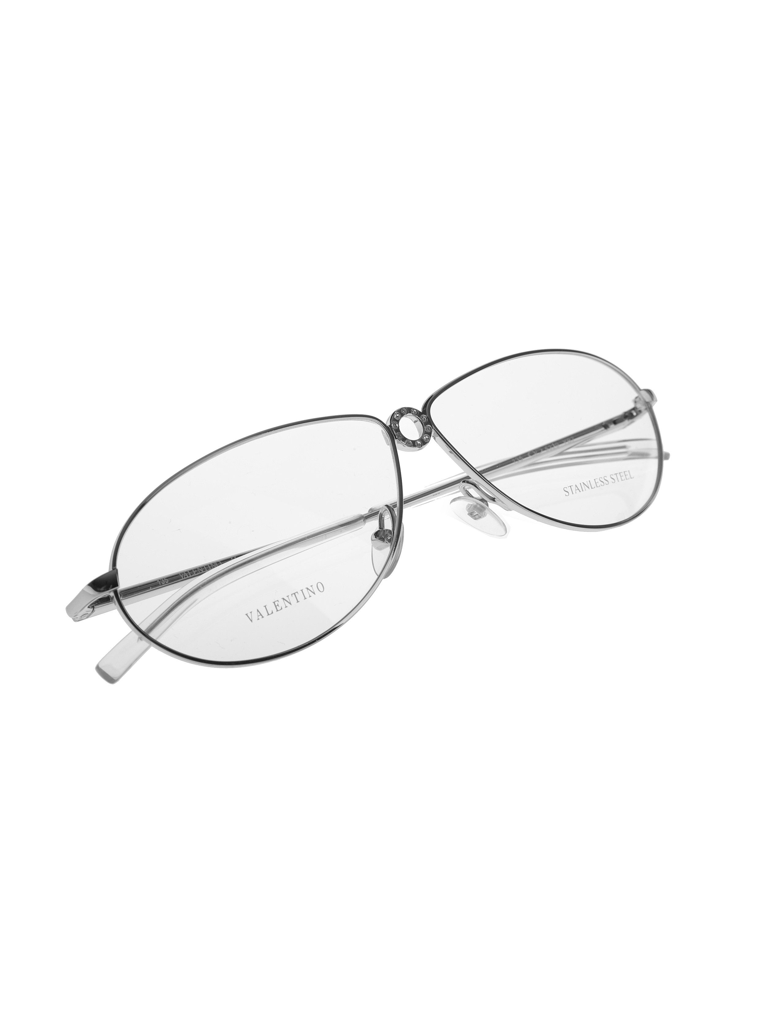 Valentino × Vintage Valentino Crystal Silver Pilot Frame V 5322 Glasses Size ONE SIZE - 3 Thumbnail