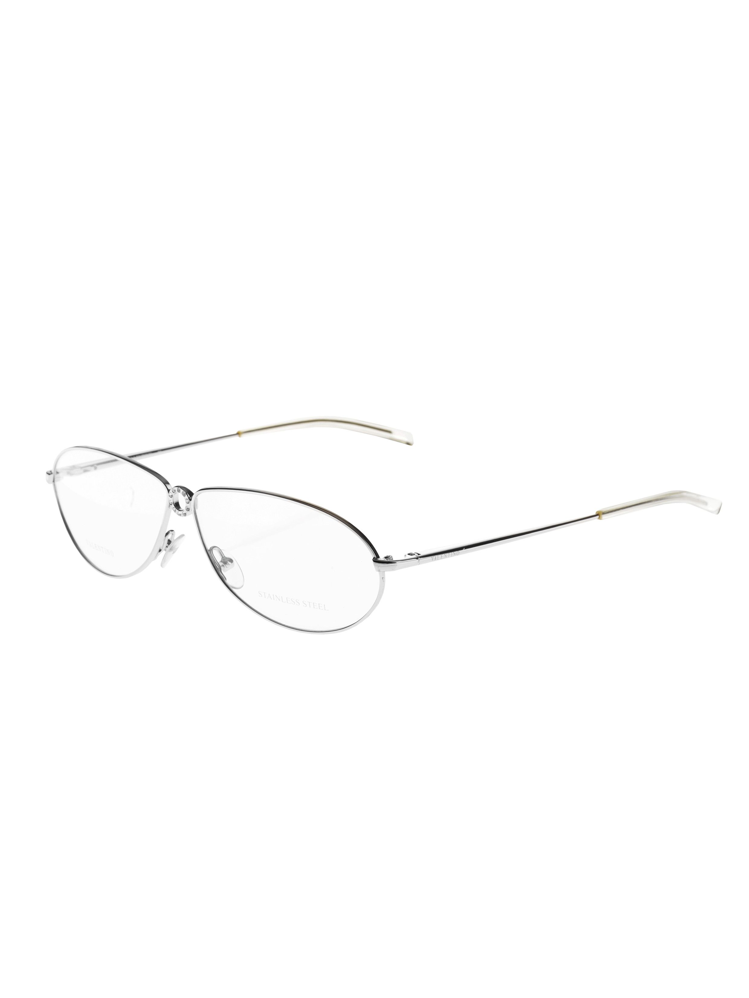 Valentino × Vintage Valentino Crystal Silver Pilot Frame V 5322 Glasses Size ONE SIZE - 2 Thumbnail