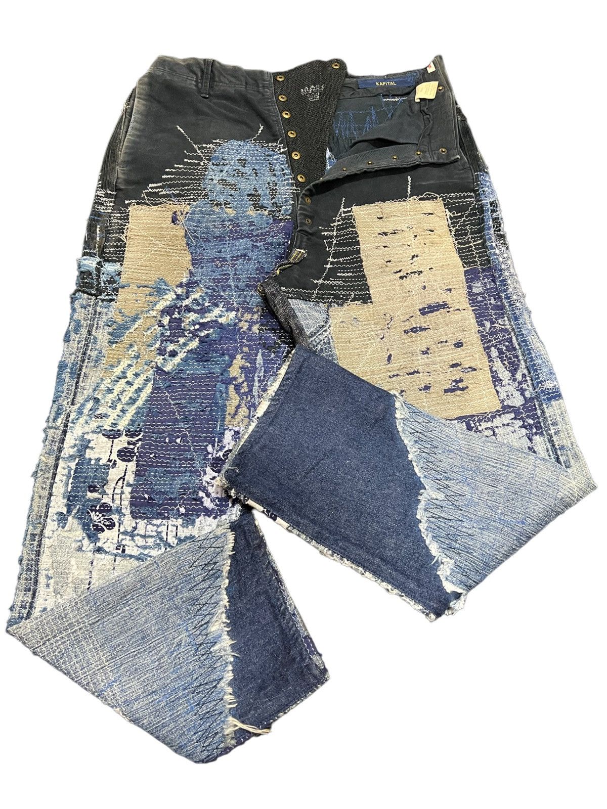 Kapital × Kapital Kountry 🔥Kapital Boro Indigo Redux Sarouel Distressed Denim Jeans Size US 31 - 5 Thumbnail