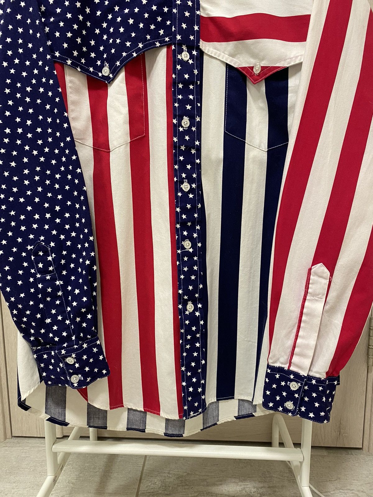 Ruddock Shirts × Vintage Ruddock Bros American Flag Print Made in USA Cotton Shirt Size US L / EU 52-54 / 3 - 3 Thumbnail