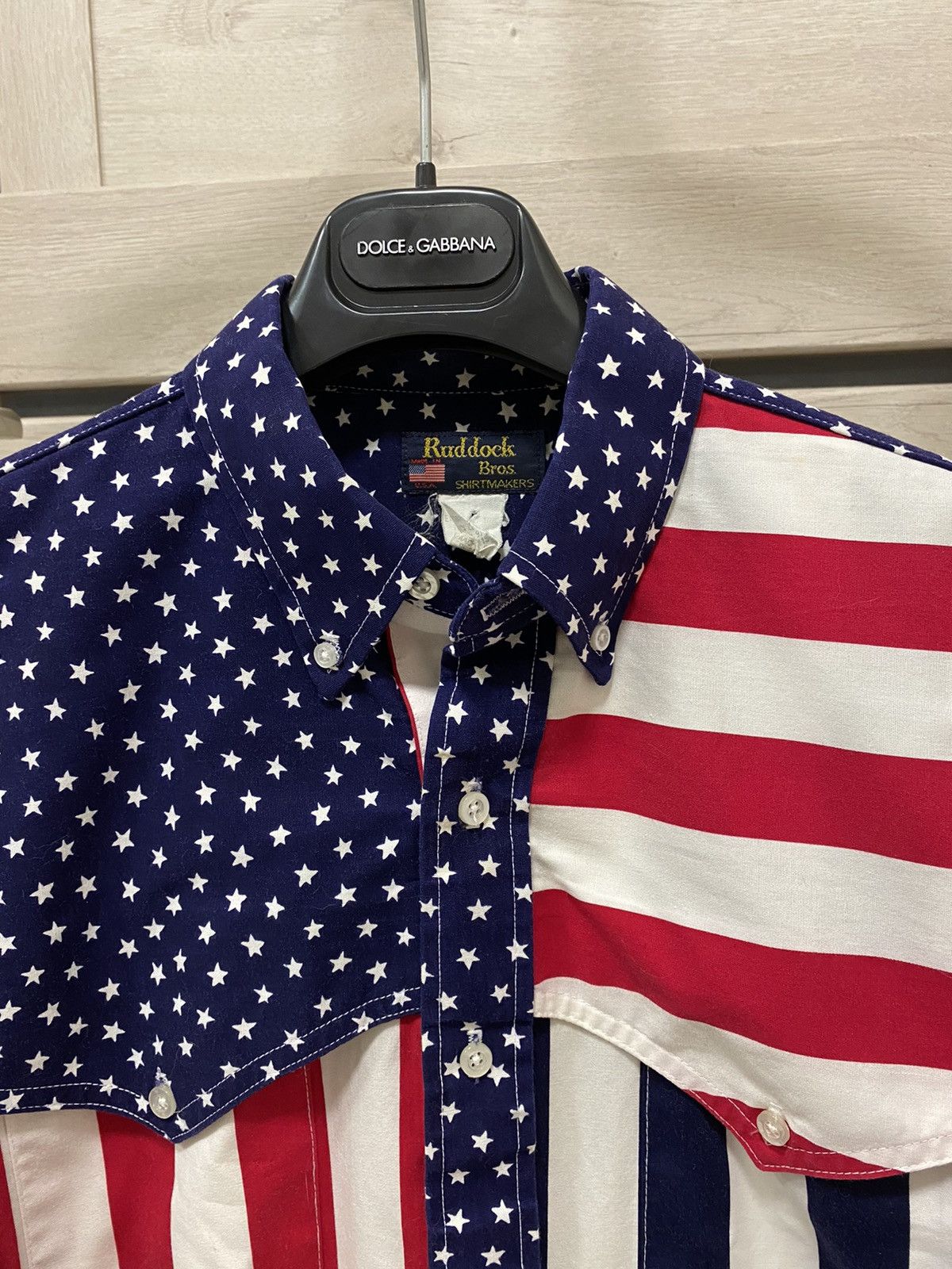 Ruddock Shirts × Vintage Ruddock Bros American Flag Print Made in USA Cotton Shirt Size US L / EU 52-54 / 3 - 6 Thumbnail