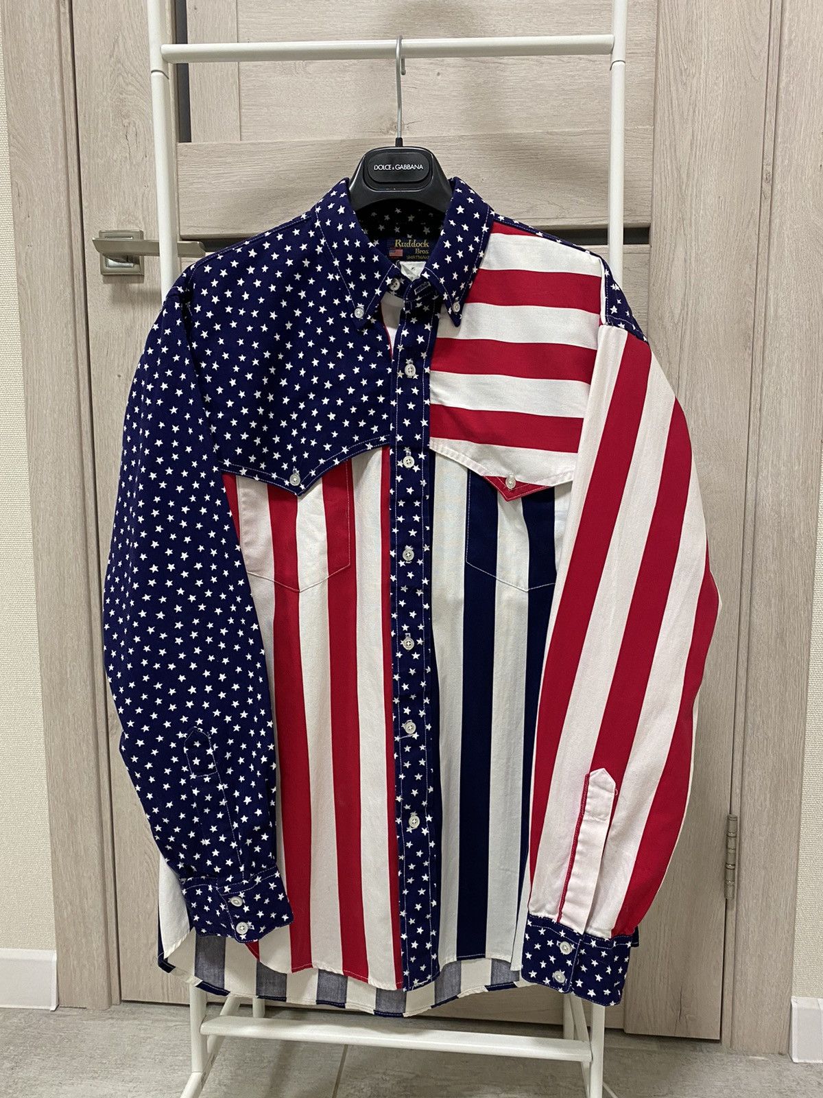 Ruddock Shirts × Vintage Ruddock Bros American Flag Print Made in USA Cotton Shirt Size US L / EU 52-54 / 3 - 1 Thumbnail