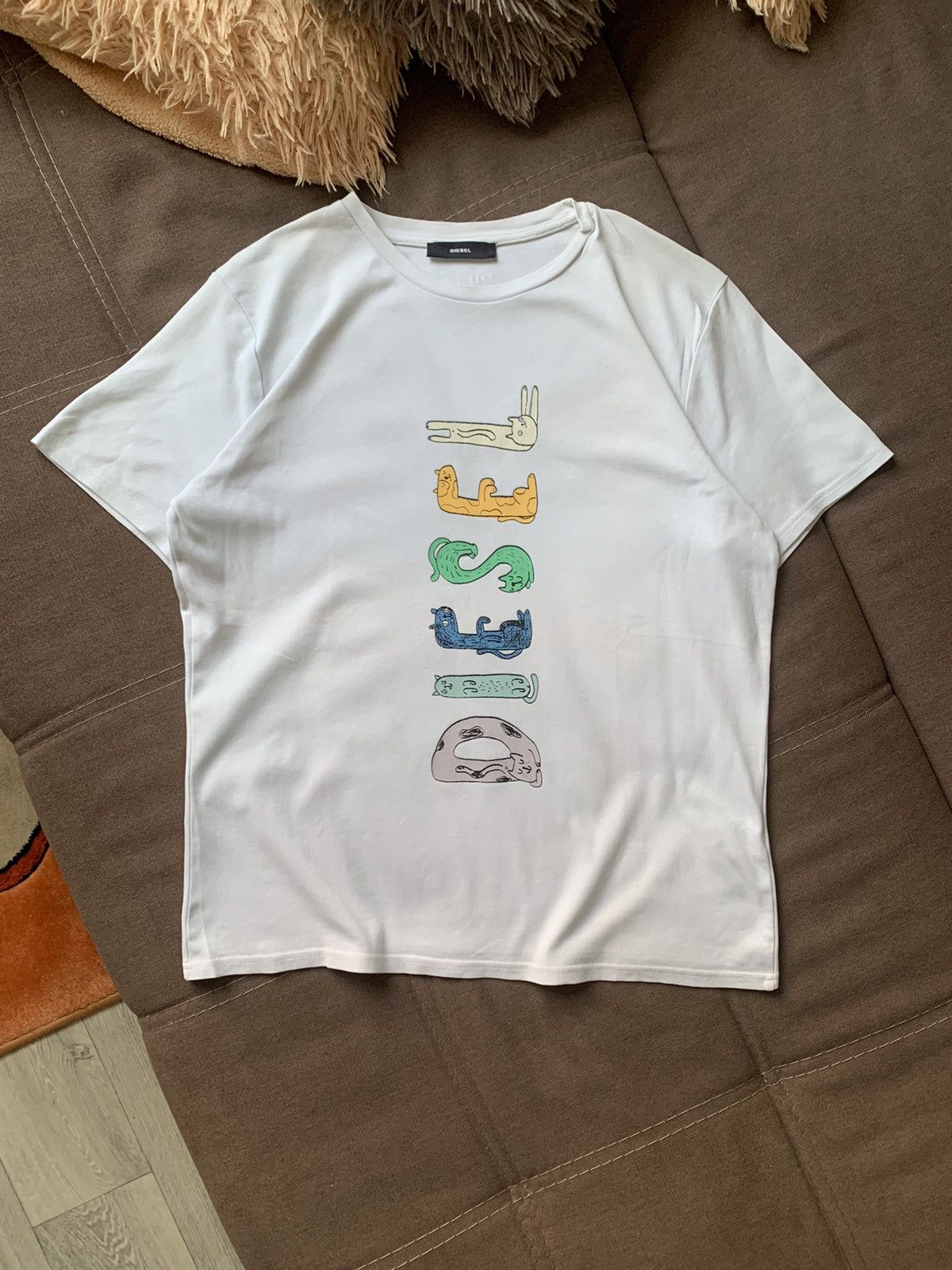 Diesel Diesel x Ohara Hale Big Logo Cat White T-Shirt Size M / US 6-8 / IT 42-44 - 1 Thumbnail