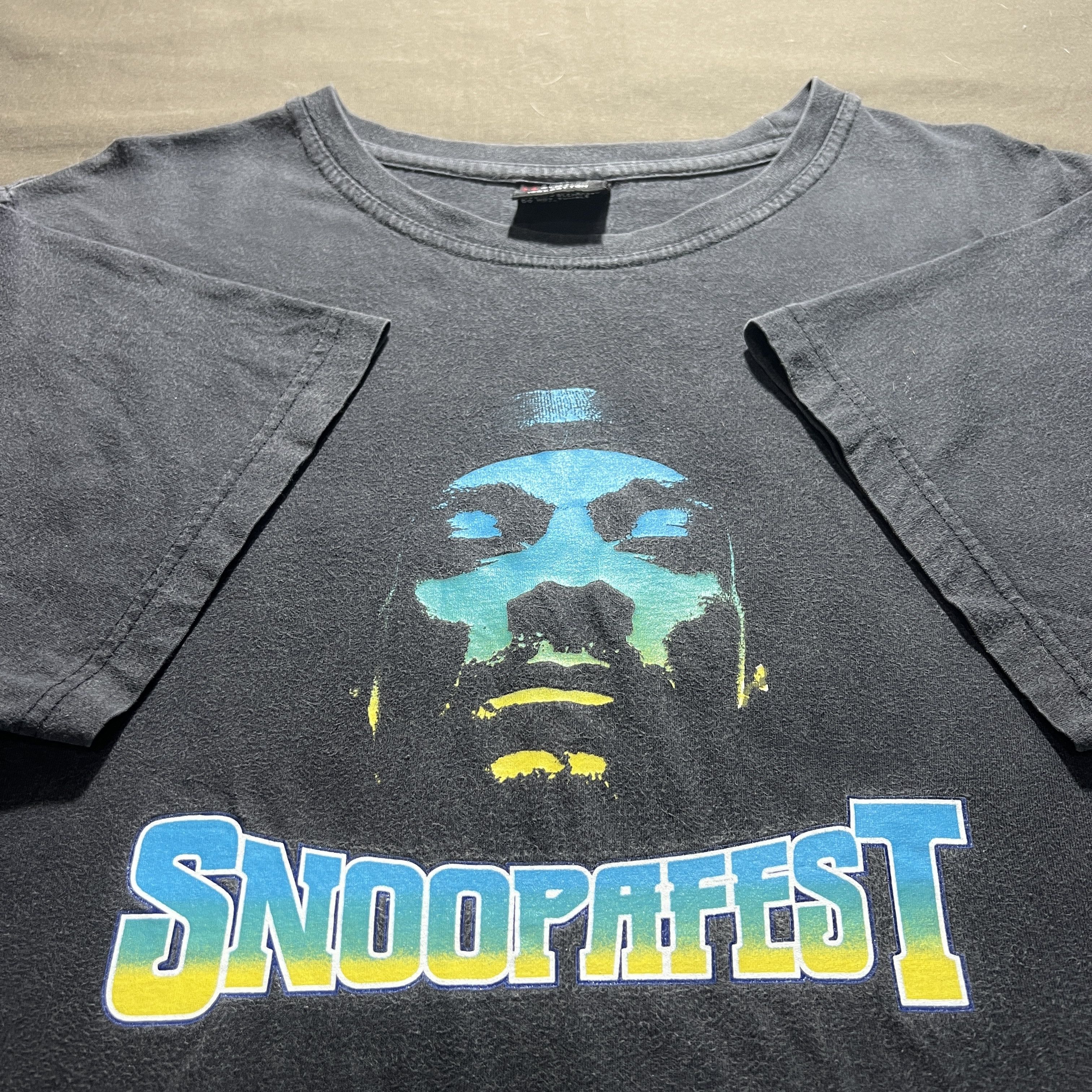 image of Rap Tees x Snoop Dogg 2011 Snoop Dogg Supafest Tee Shirt Australian Tour Faded in Black (Size Mediu