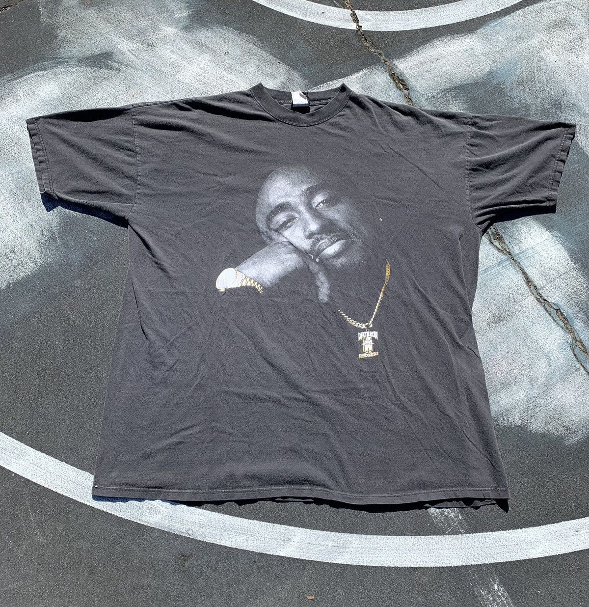 image of Rap Tees x Vintage Tupac Shakur Big Face Rap Tee Shirt 5Xl OG 90's in Black, Men's (Size 2XL)