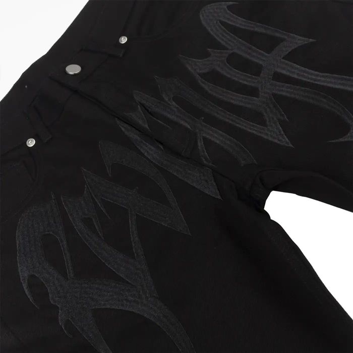 Revenge Embroidered Denim Jeans - Revenge Pants Small Black | Grailed