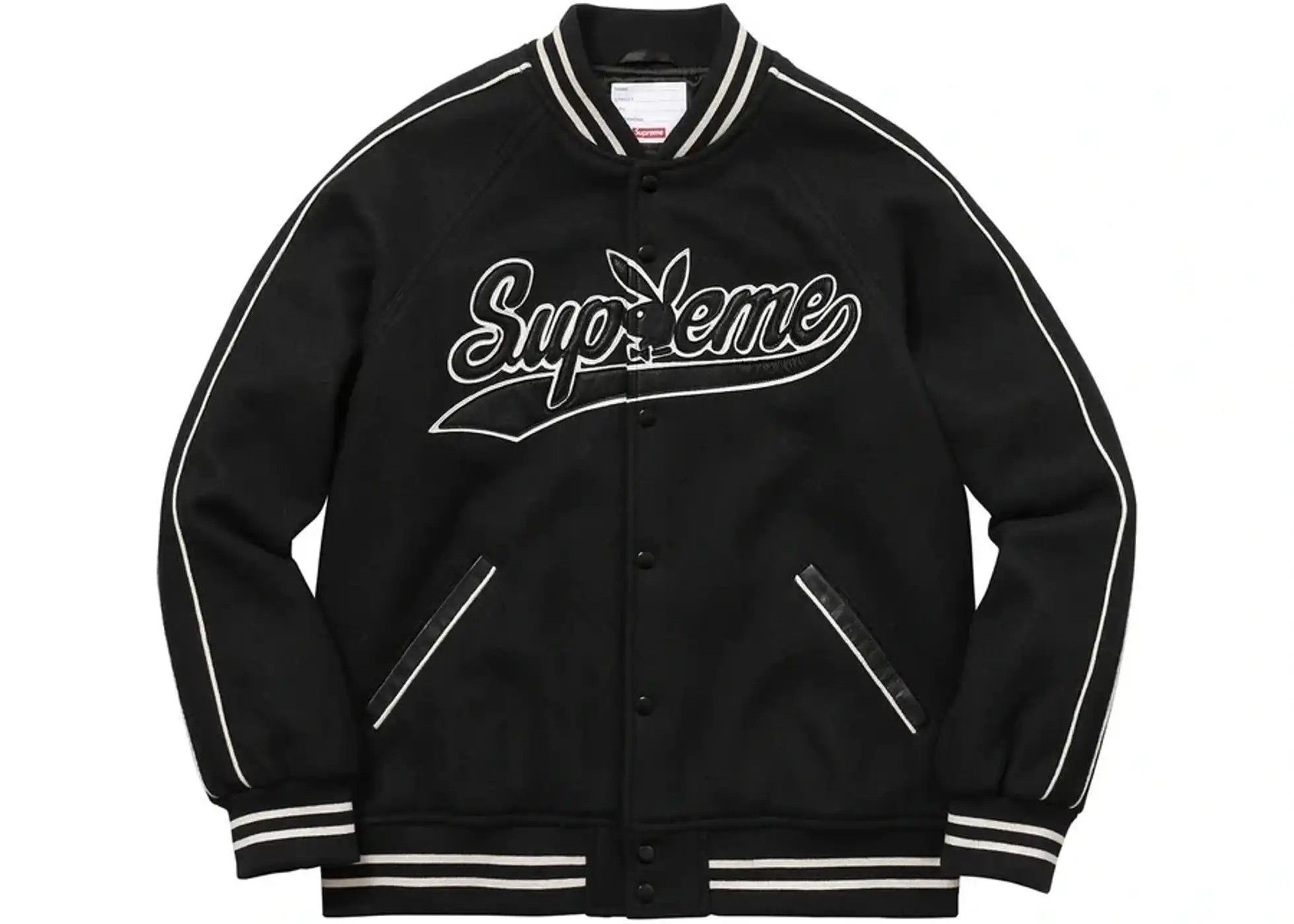 Playboy × Supreme 2017 Logo Wool Varsity Jacket Supreme x Playboy Black Small Size US S / EU 44-46 / 1 - 6 Thumbnail